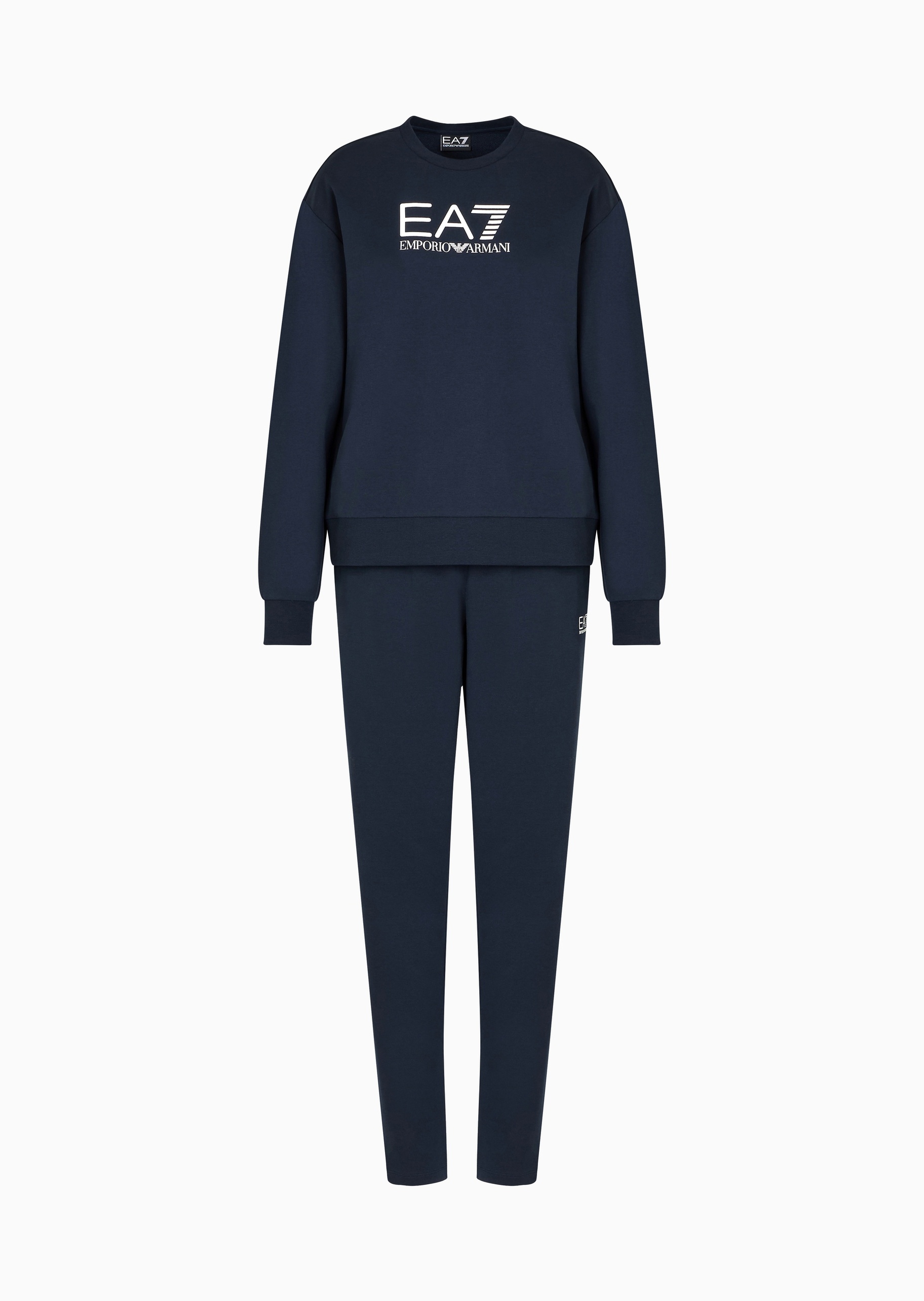 EA7 女士纯棉圆领卫衣卫裤健身训练运动套装
