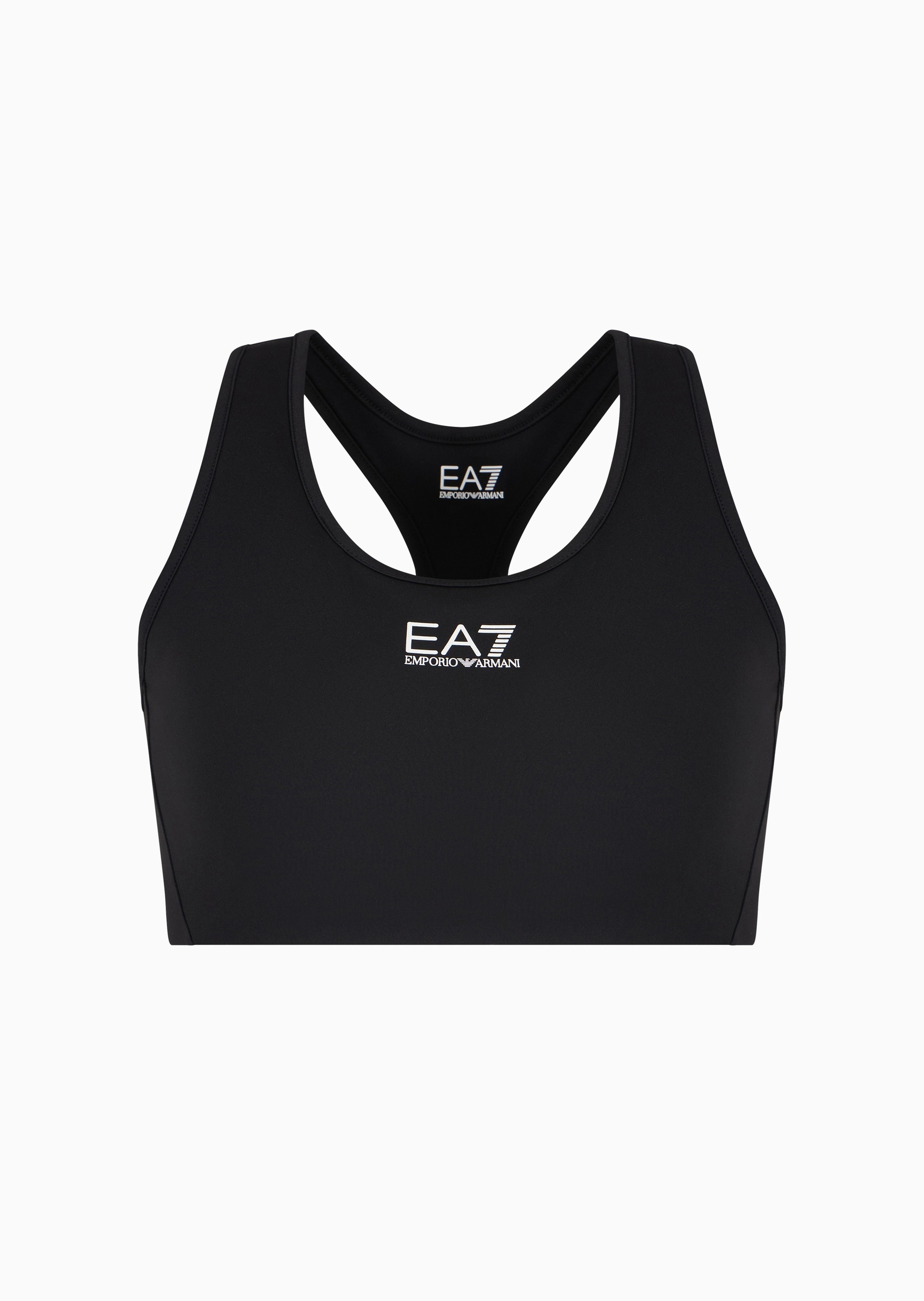 EA7 女士弹力无袖圆领撞色印花工字运动文胸