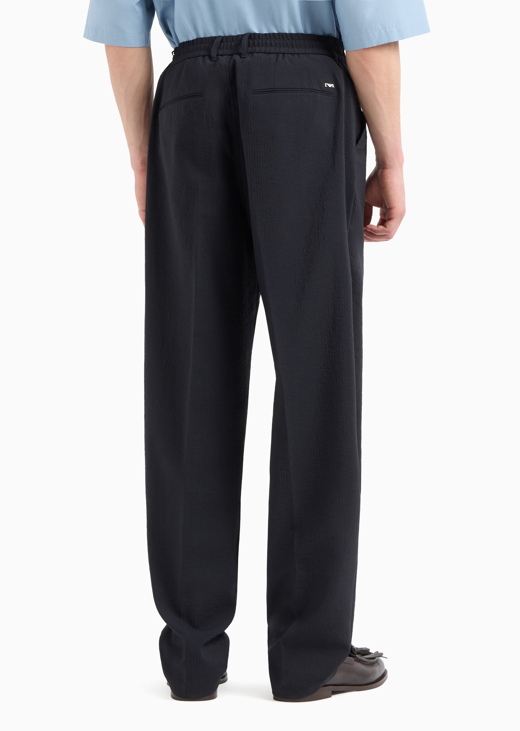 Emporio Armani 男士合身长款直筒简约纯色休闲裤