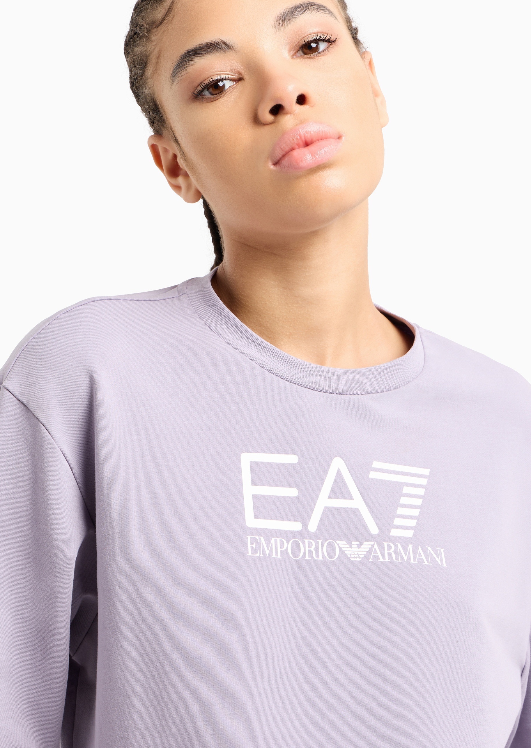 EA7 女士纯棉圆领卫衣卫裤健身训练运动套装