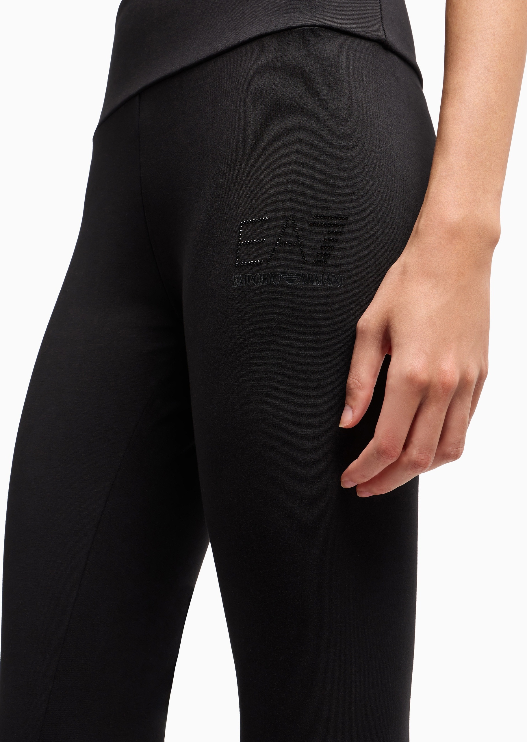 EA7 女士棉质弹力高腰长款健身训练打底紧身裤