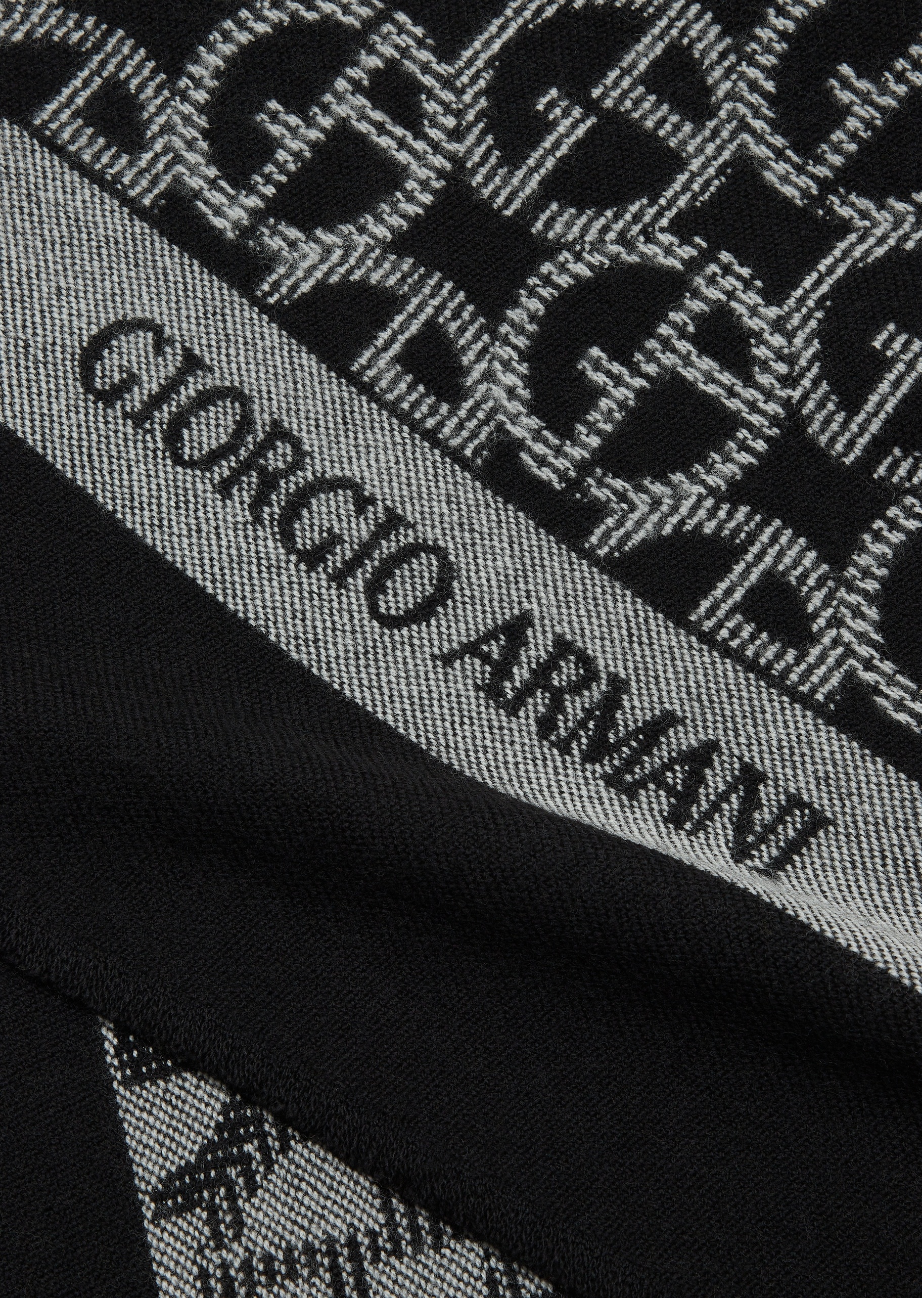 Giorgio Armani 男士全绵羊毛披肩式短穗通体交织提花围巾