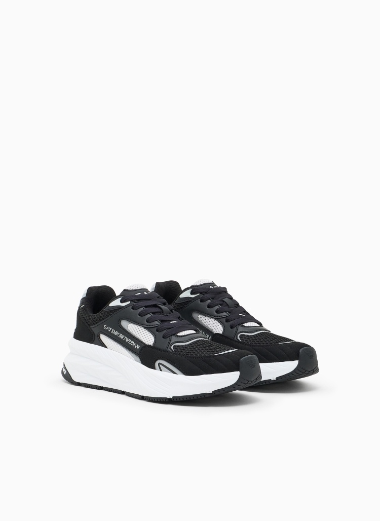 EA7 男女同款系带低帮厚底网面休闲运动鞋