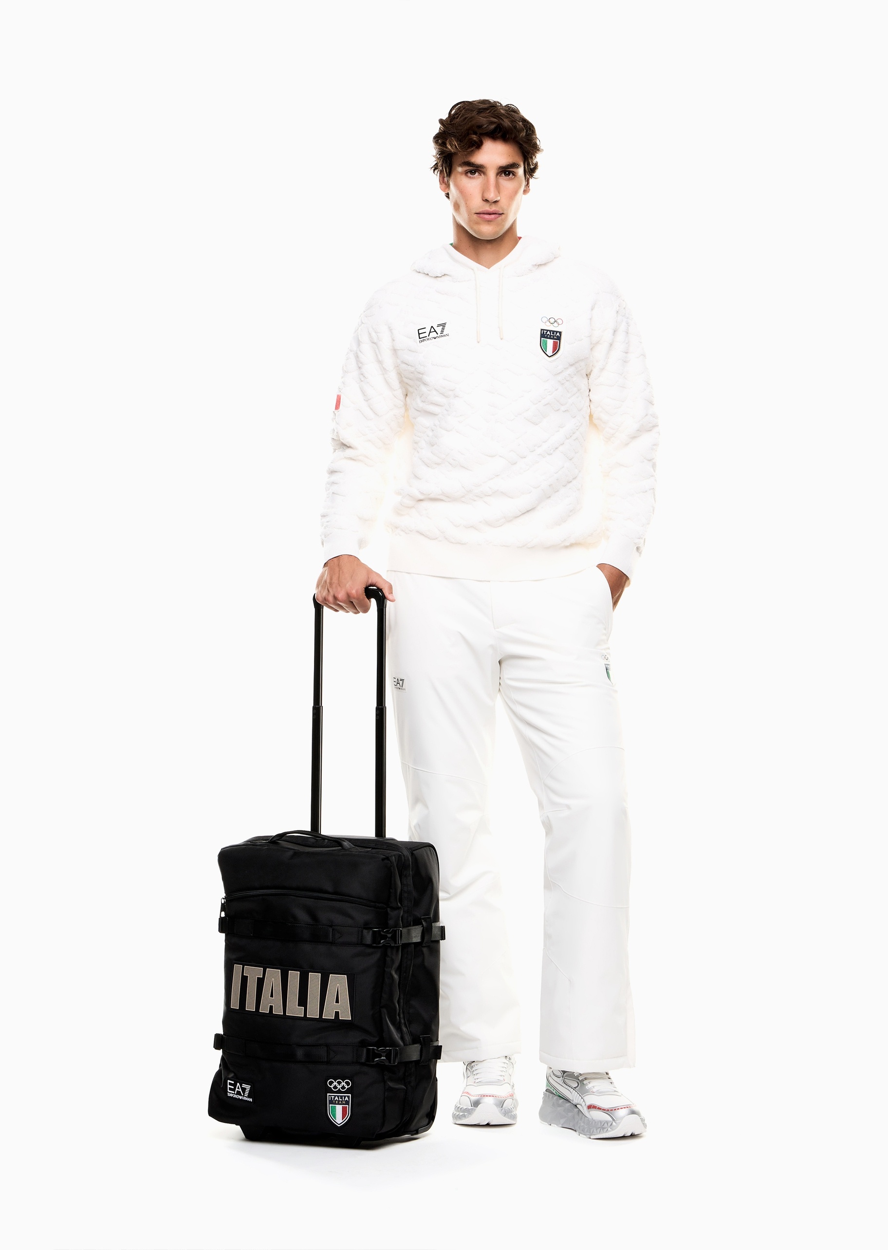 EA7 男女同款环绕拉链方形四滚轮户外运动旅行箱