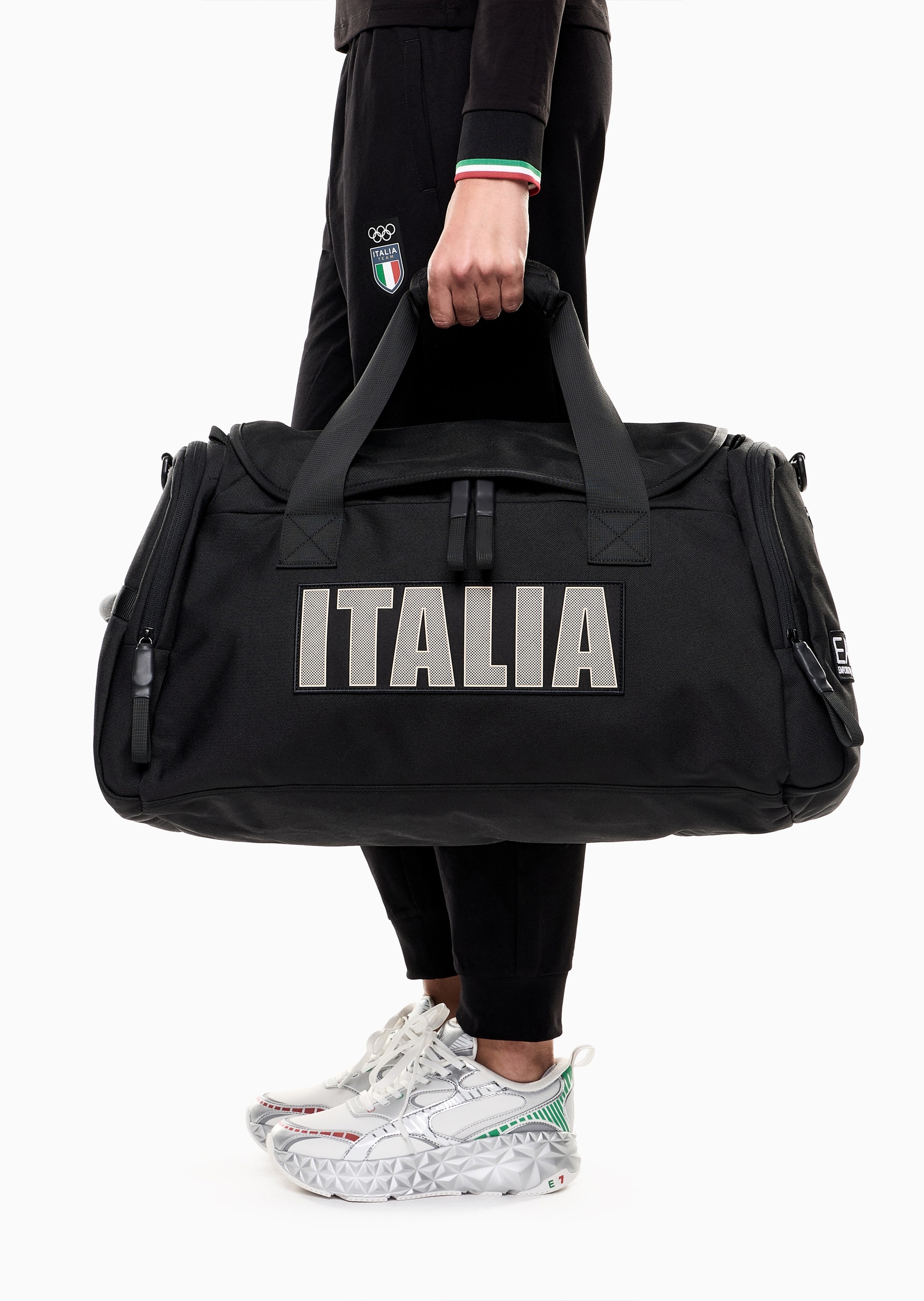 EA7 男女同款大容量拉链可拆肩带手提单肩健身包