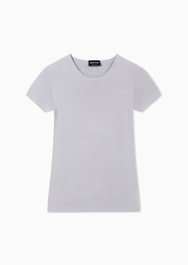 Giorgio Armani 女士圆领修身商务通勤短袖套头针织衫T恤