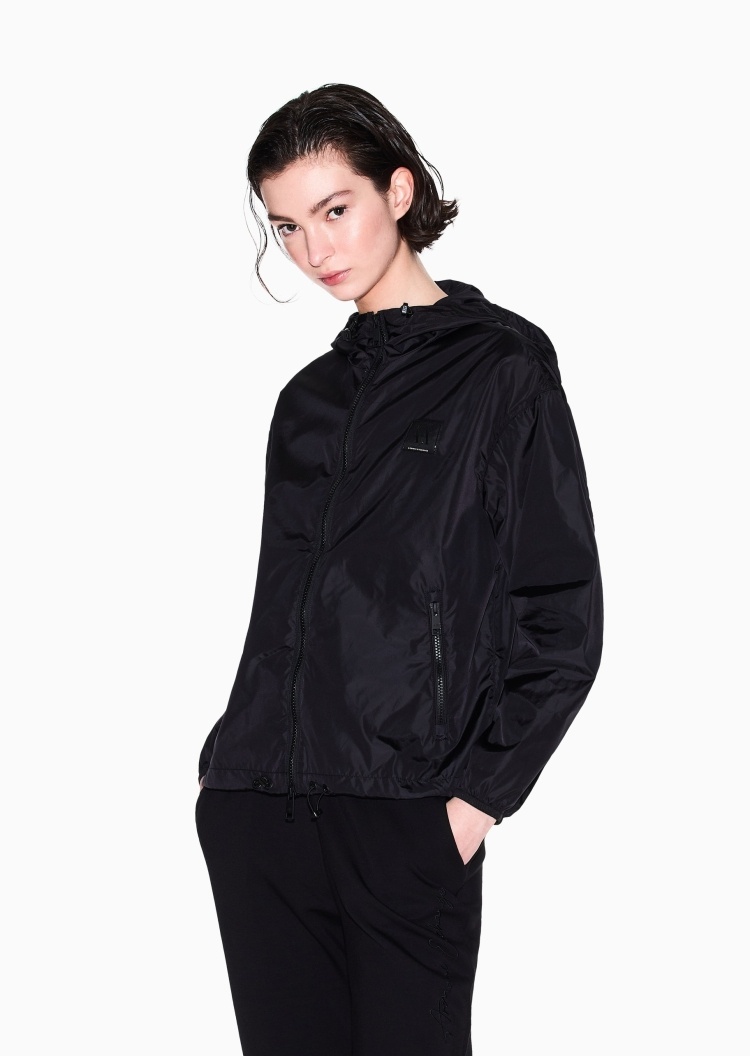 ARMANI EXCHANGE 女士合身长袖连帽拉链门襟抽绳下摆夹克