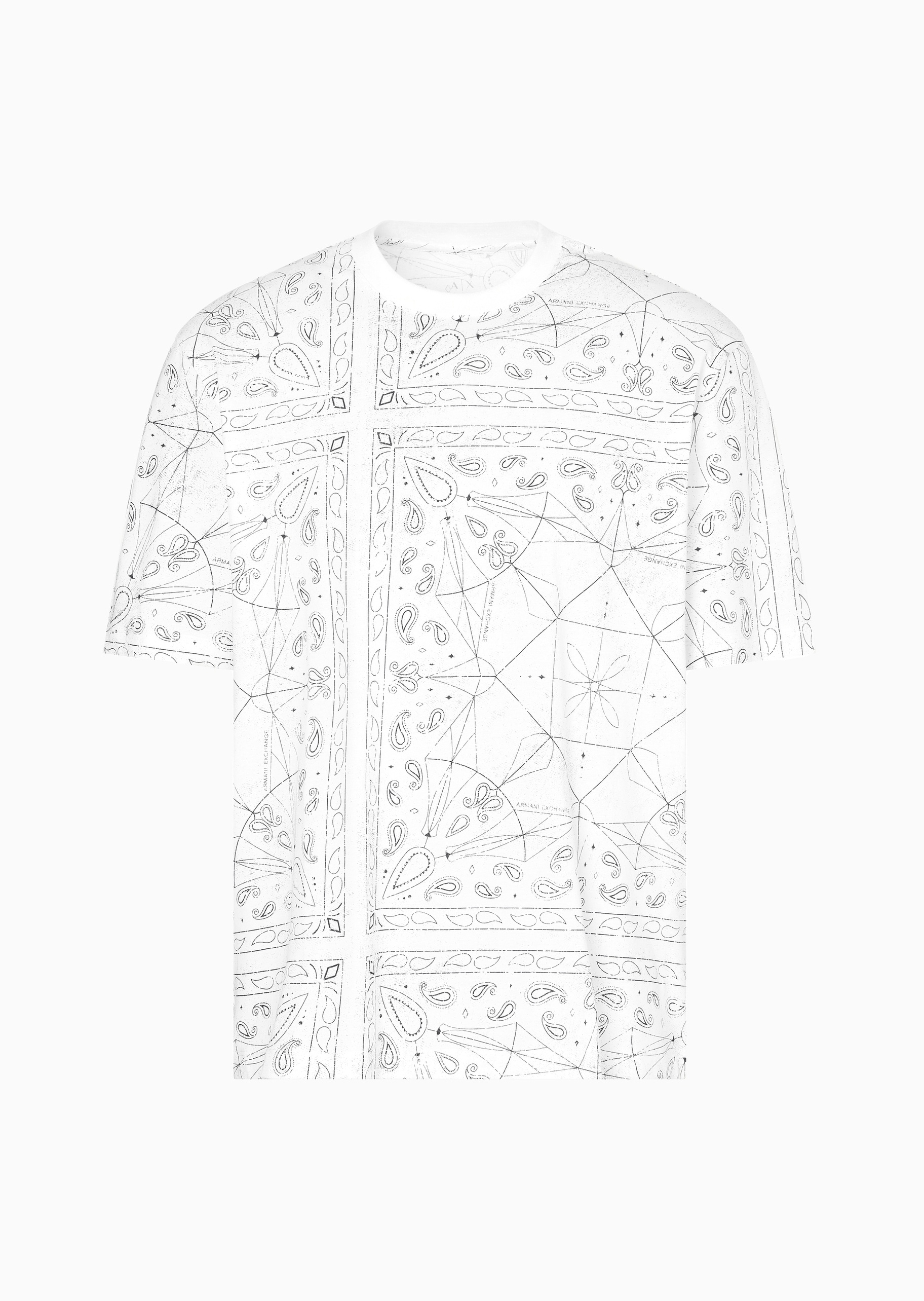 ARMANI EXCHANGE 男士全棉宽松短袖圆领正肩腰果花T恤