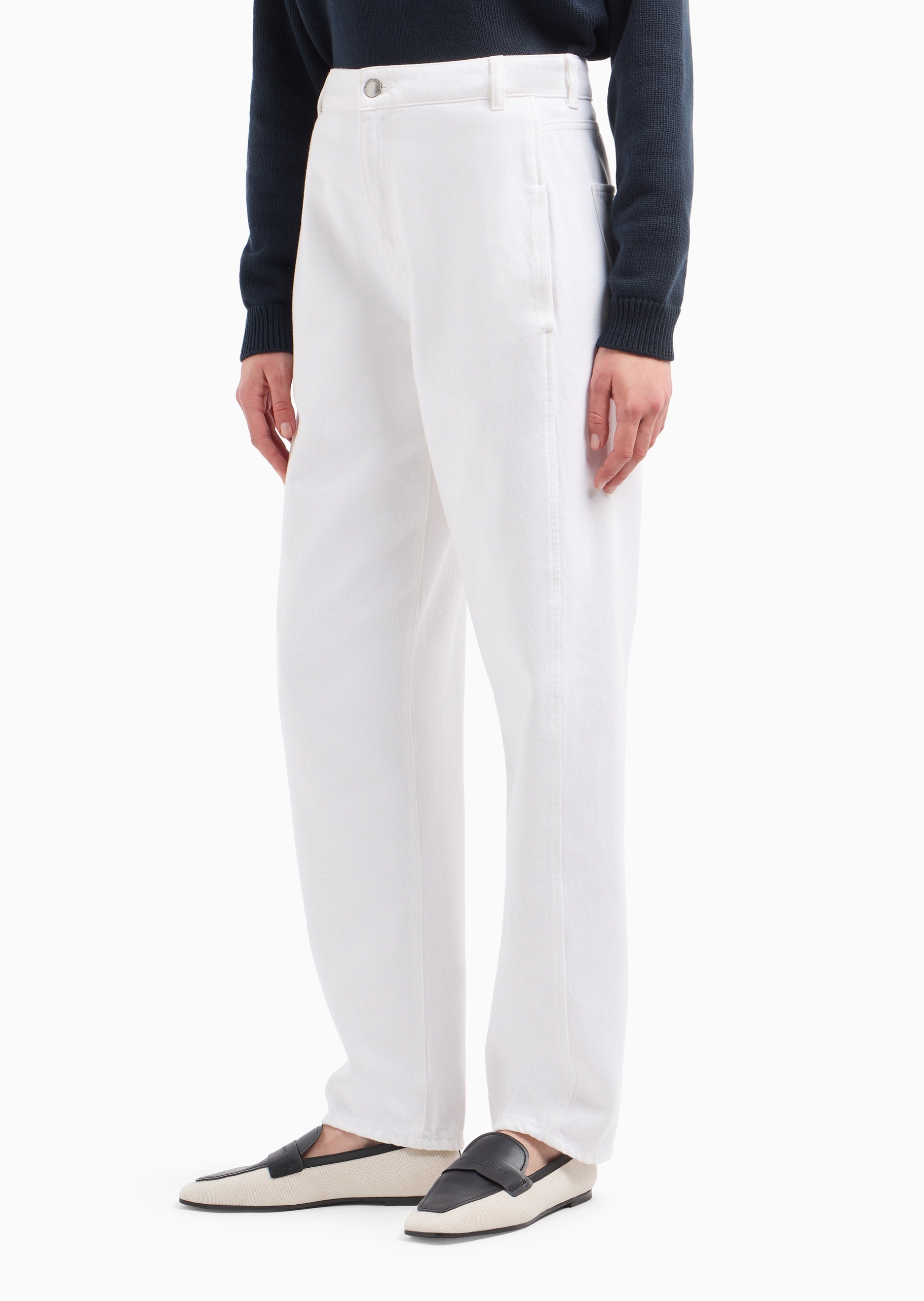 Emporio Armani 女士全棉合身中腰长款锥形牛仔裤