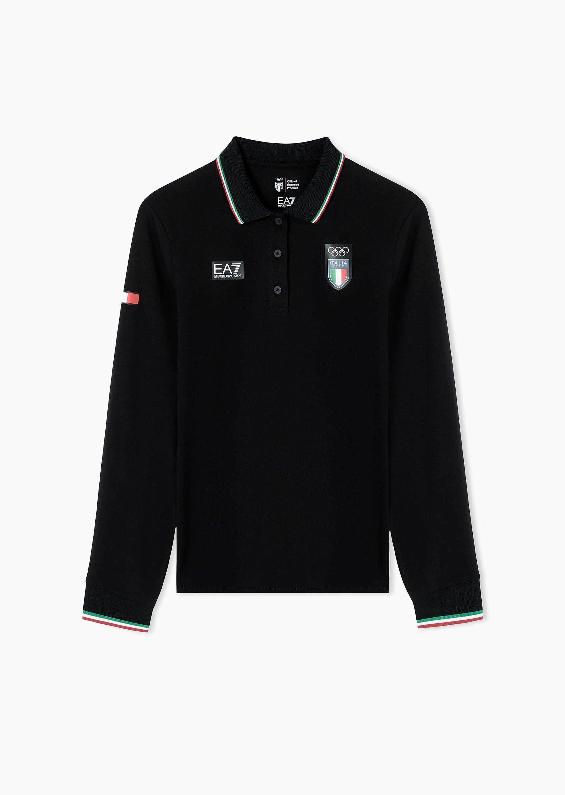 EA7 男士长袖翻领运动训练Polo衫