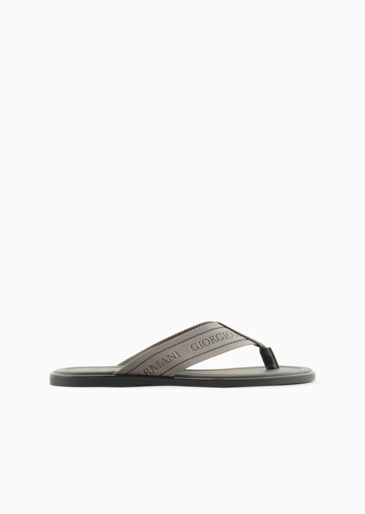 Giorgio Armani 男士针织人字袢带平底休闲沙滩凉鞋