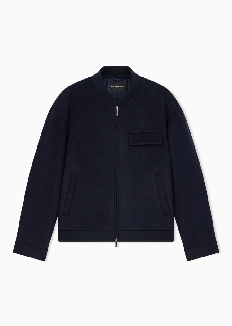 Emporio Armani 男士绵羊毛短款立领通勤棉服外套