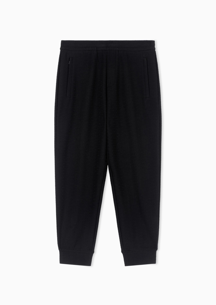 Emporio Armani 男士宽松长款锥形束脚通体提花休闲卫裤