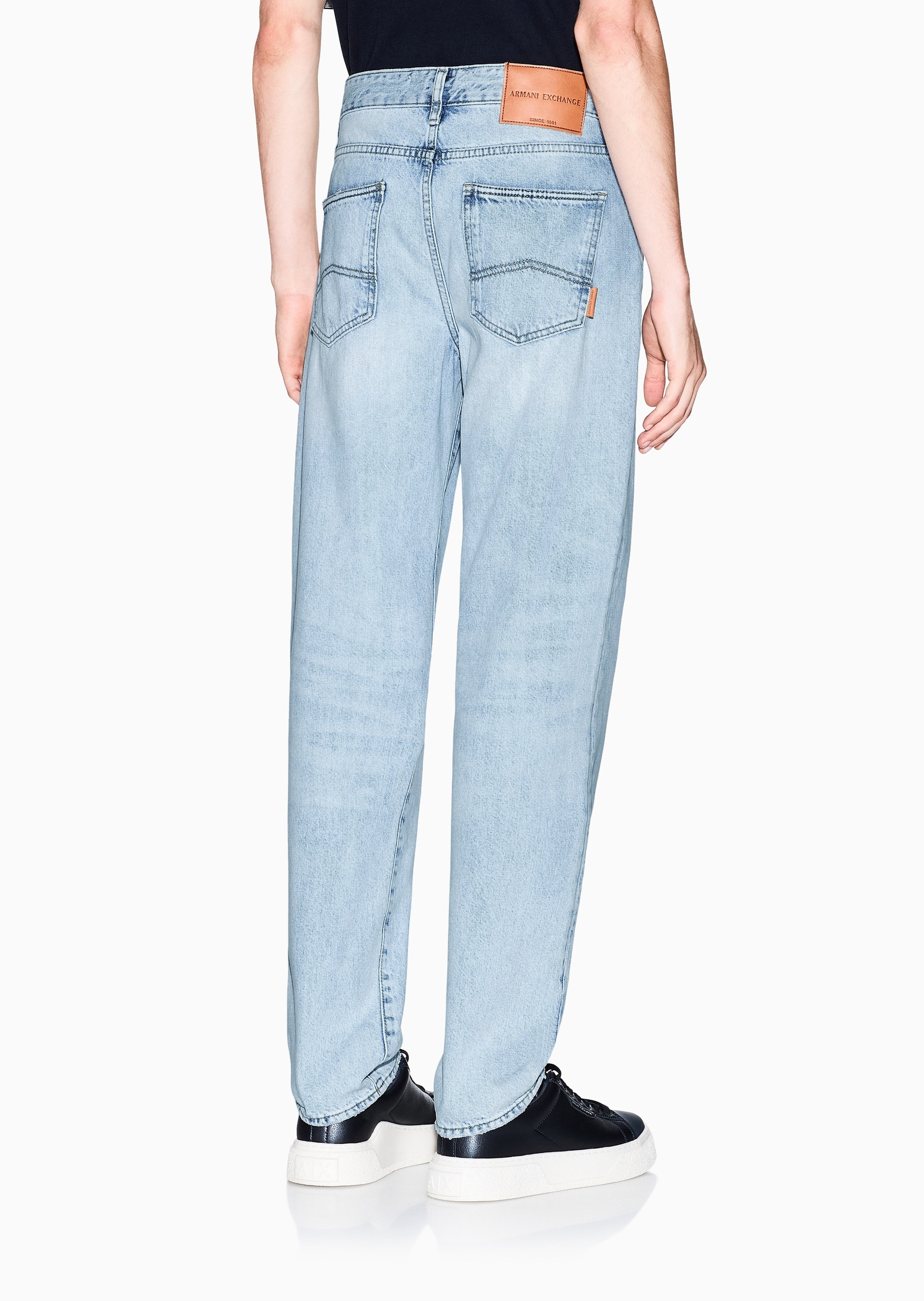 ARMANI EXCHANGE 男士低腰直筒纯棉水洗休闲牛仔裤长裤