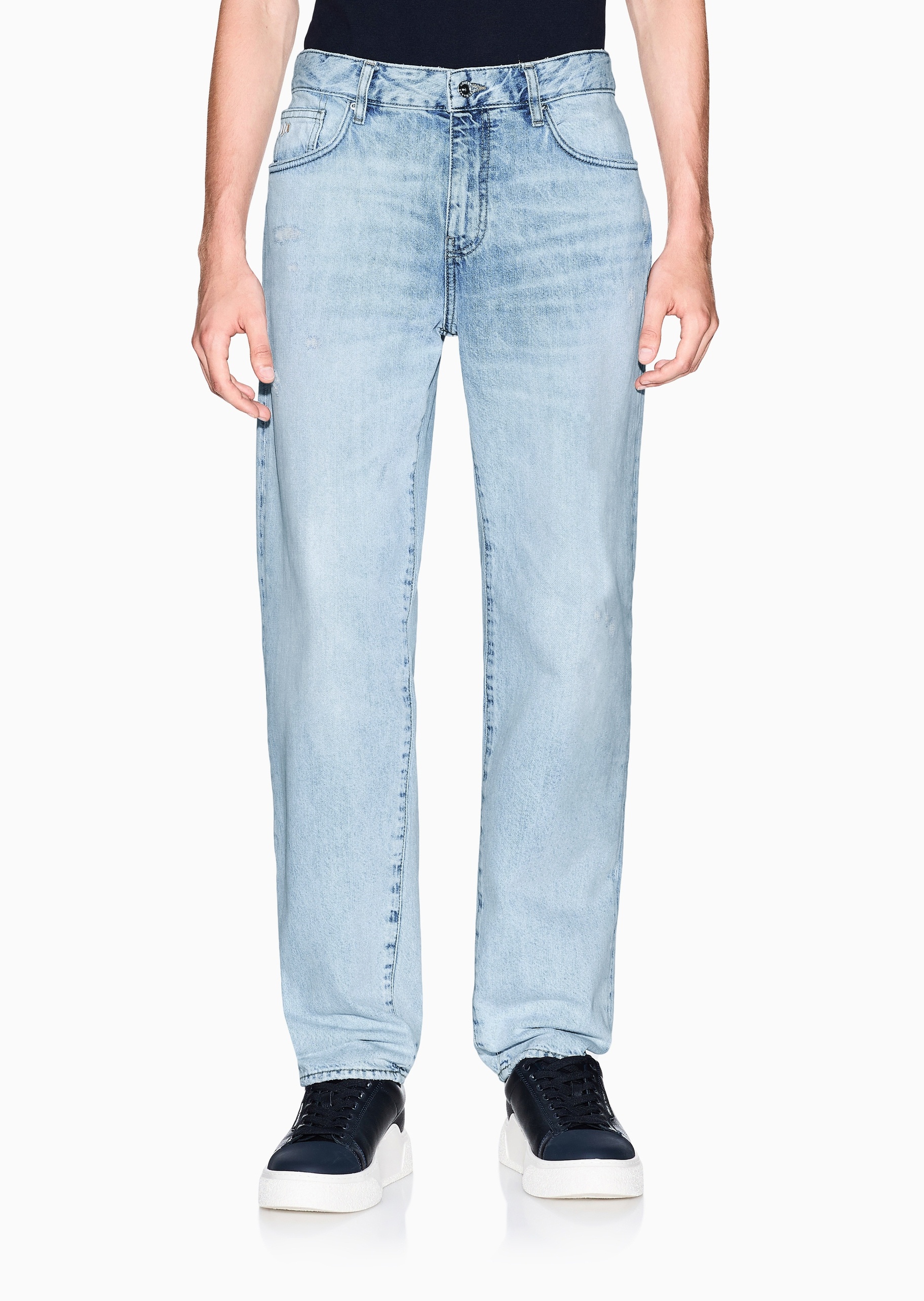 ARMANI EXCHANGE 男士低腰直筒纯棉水洗休闲牛仔裤长裤