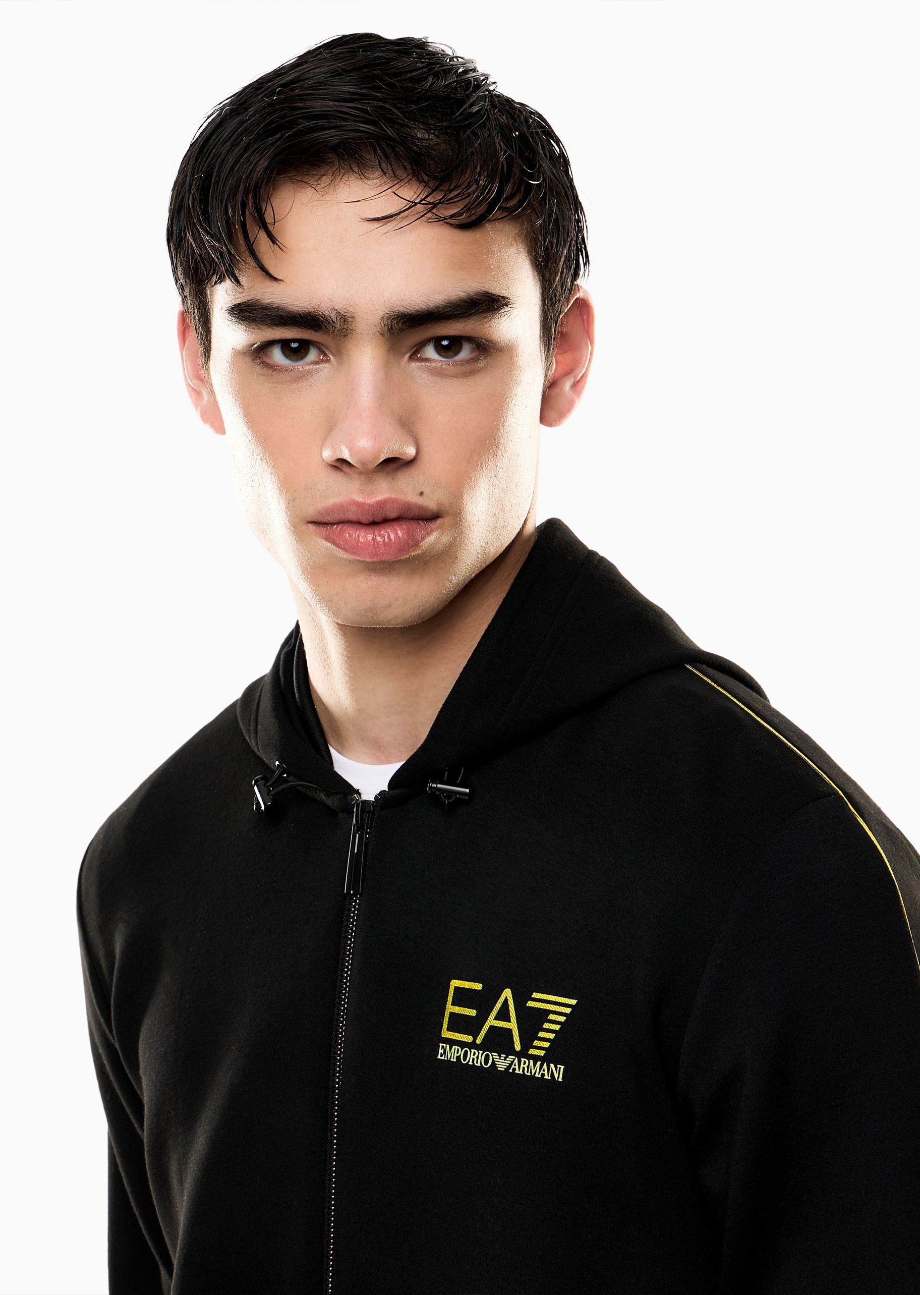EA7 男士短款连帽拉链开衫卫衣夹克外套