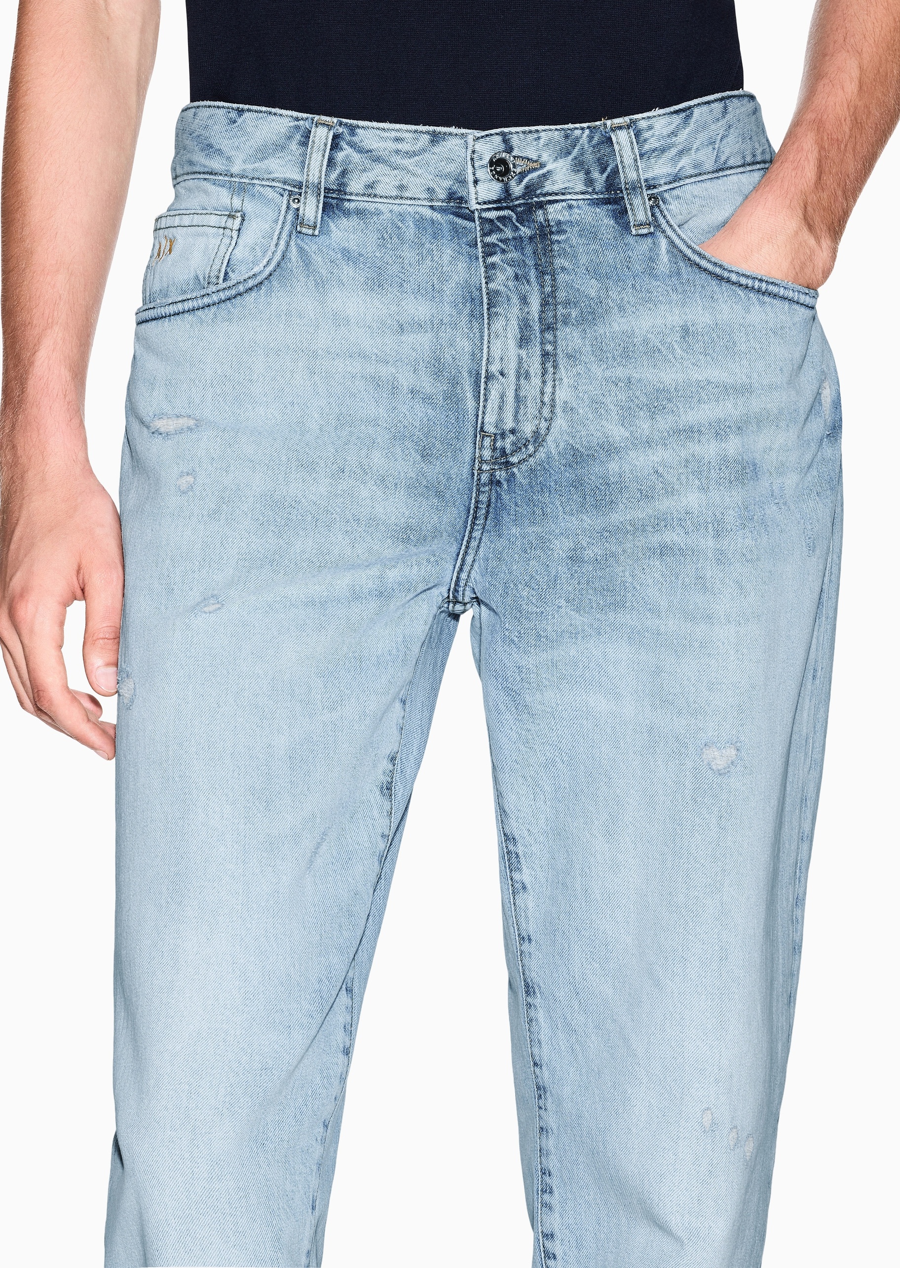 ARMANI EXCHANGE 男士低腰直筒纯棉水洗休闲牛仔裤长裤