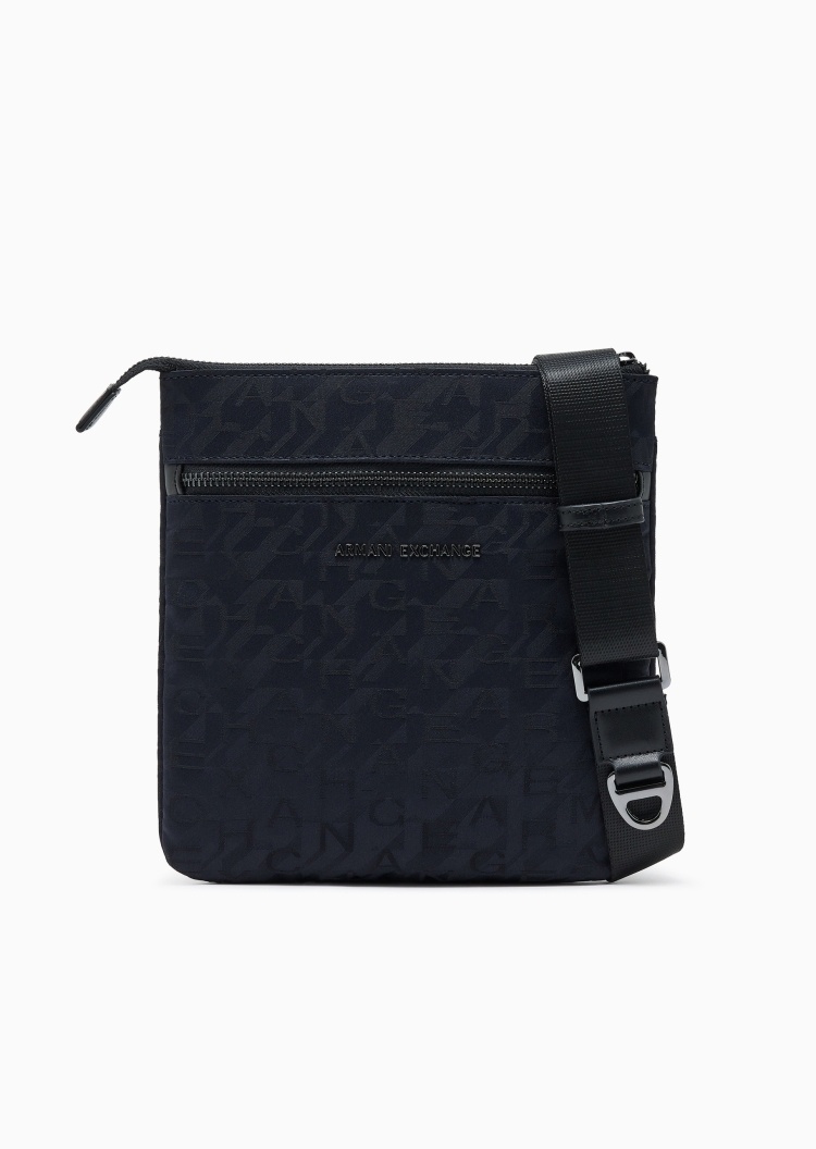 ARMANI EXCHANGE 男士拉链扁平可调节单肩斜挎邮差包