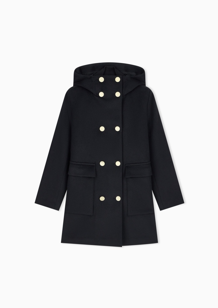 ARMANI EXCHANGE 女士绵羊毛混纺连帽直身通勤棉服外套