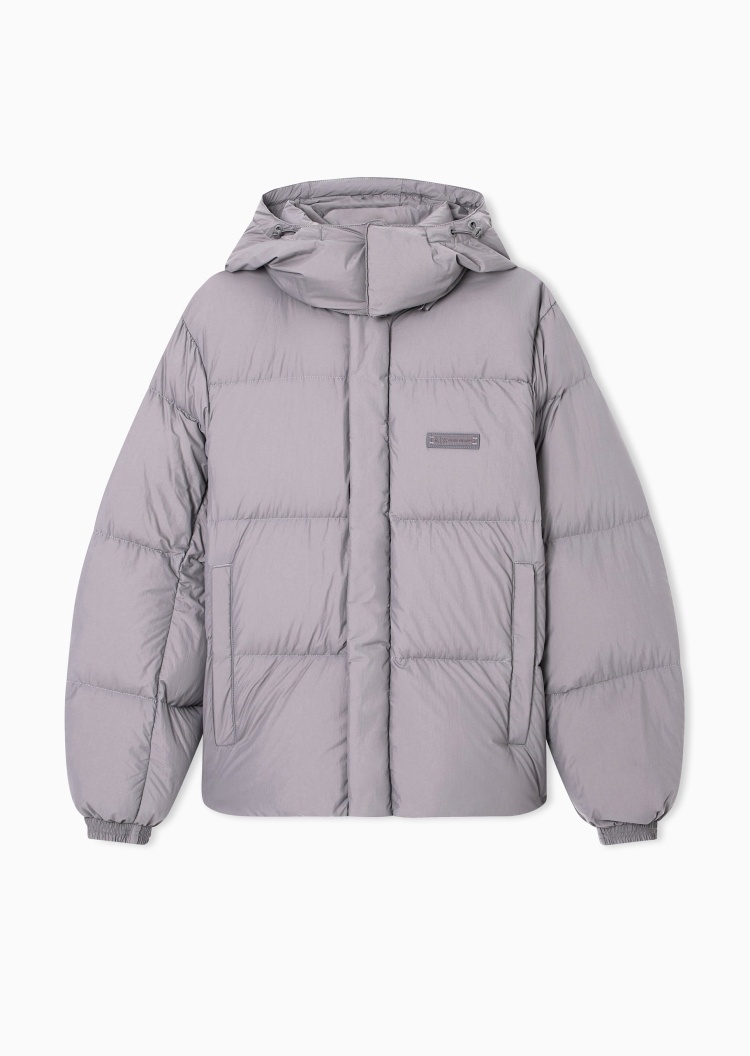 ARMANI EXCHANGE 男士90白鸭绒短款加厚连帽面包羽绒服外套