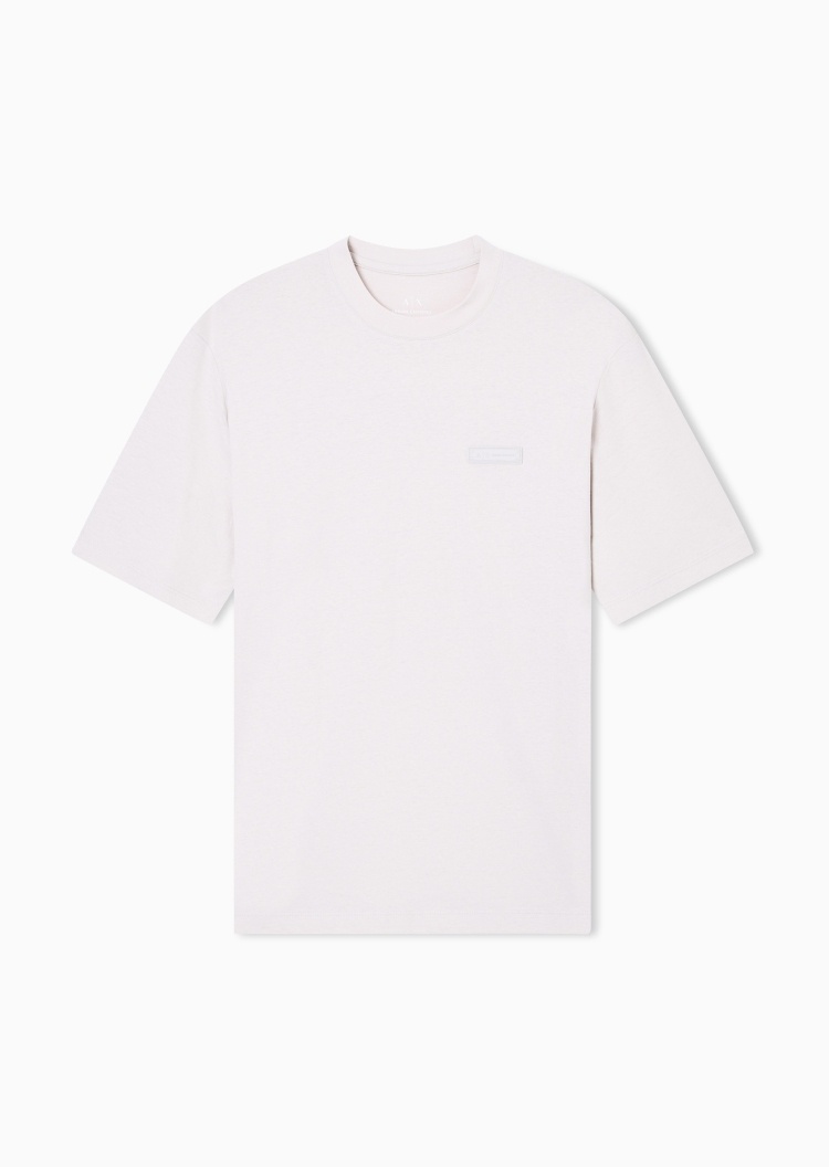 ARMANI EXCHANGE 男士纯棉重磅宽松短袖圆领正肩植绒印花T恤