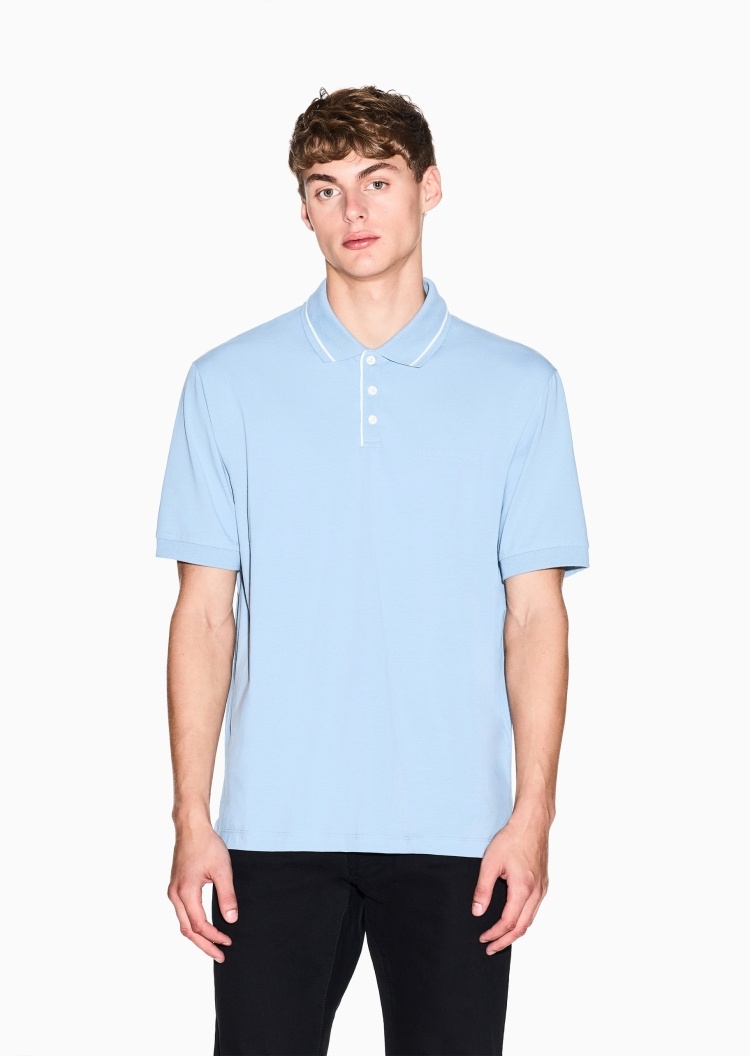 ARMANI EXCHANGE 男士纯棉弹力短袖翻领Polo衫