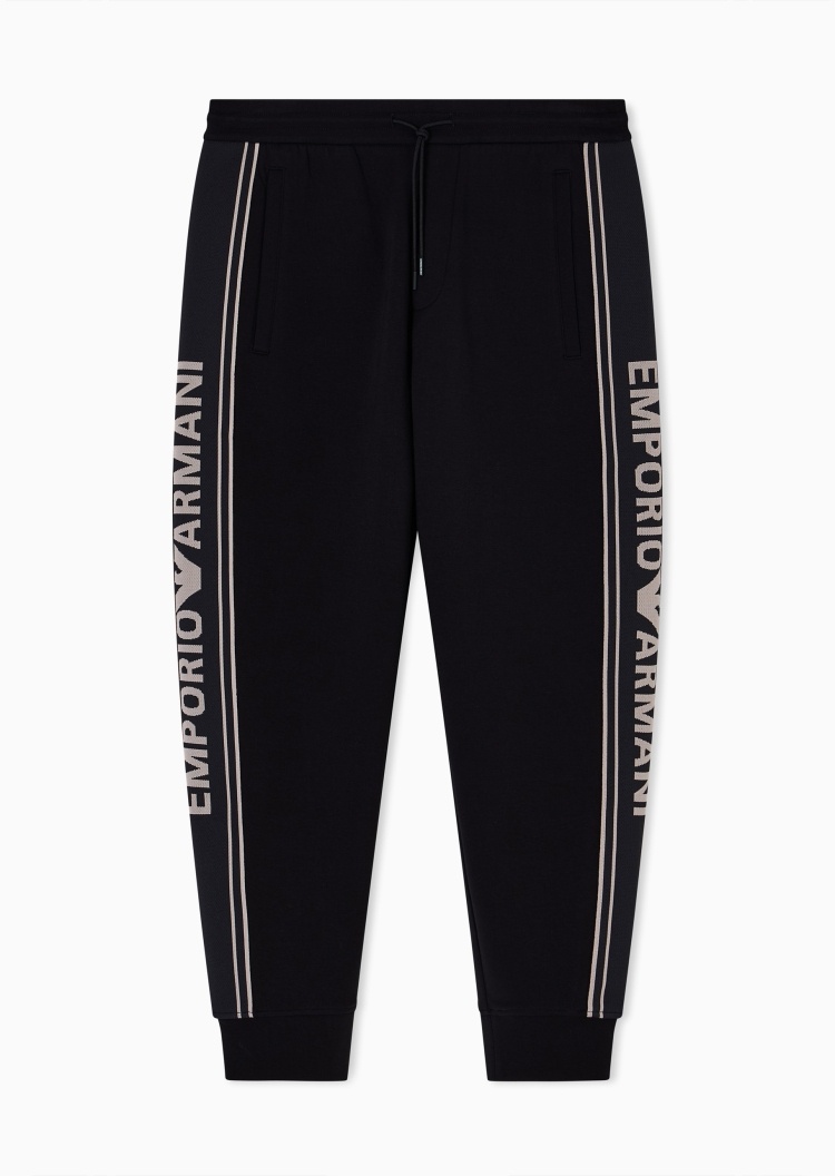 Emporio Armani 男士棉质弹力宽松长款锥形束脚慢跑卫裤