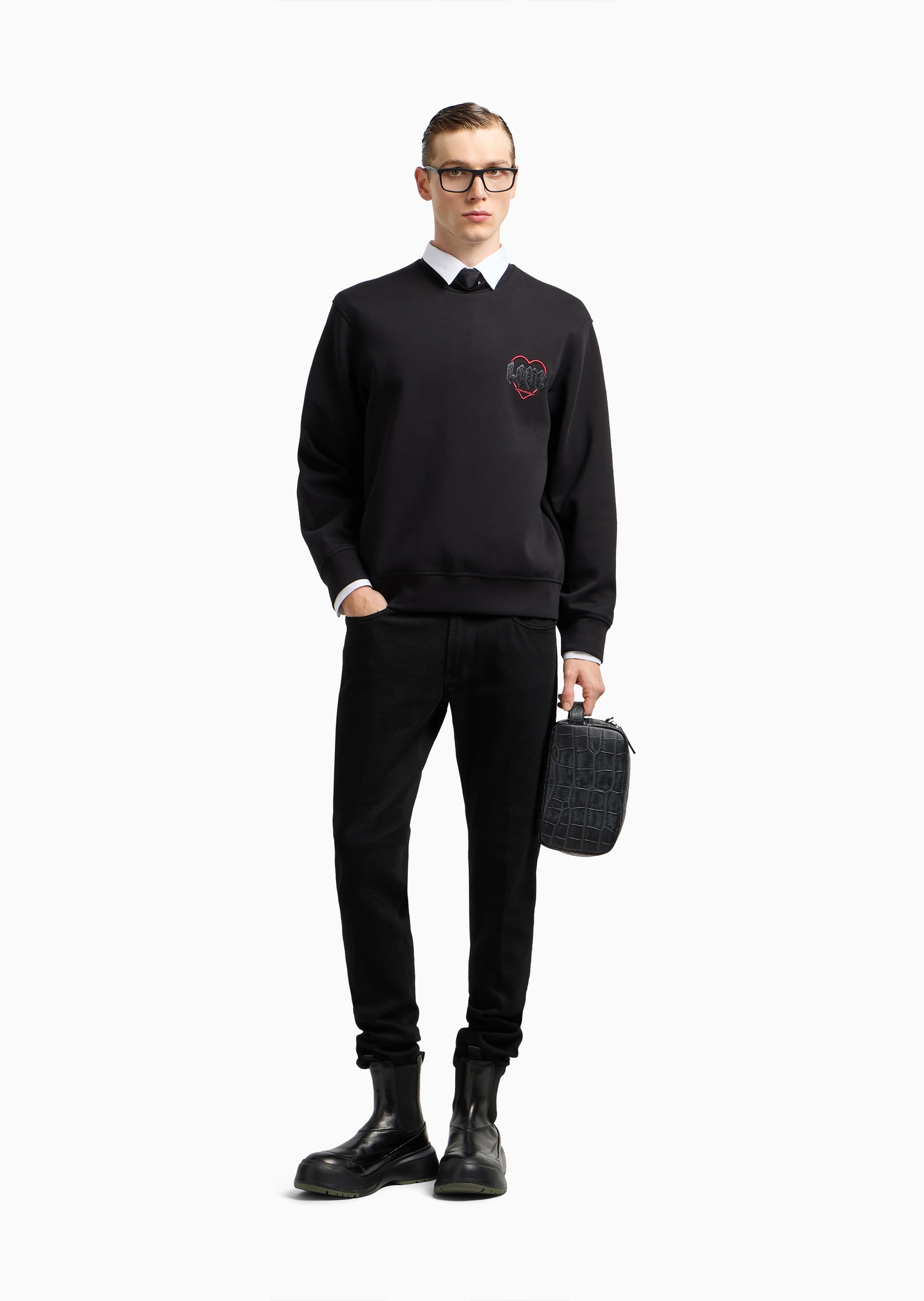 Emporio Armani 七夕限定男士低腰修身微弹直筒牛仔裤