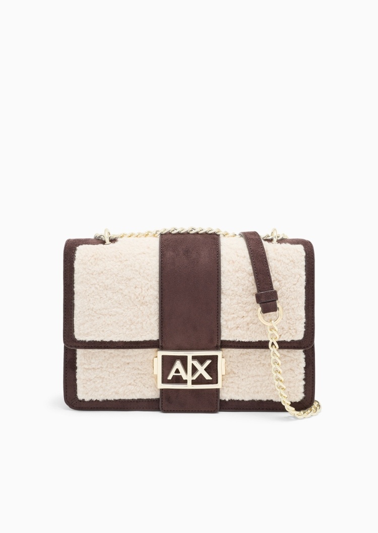 ARMANI EXCHANGE 女士翻盖横款撞色拼接单肩斜挎包