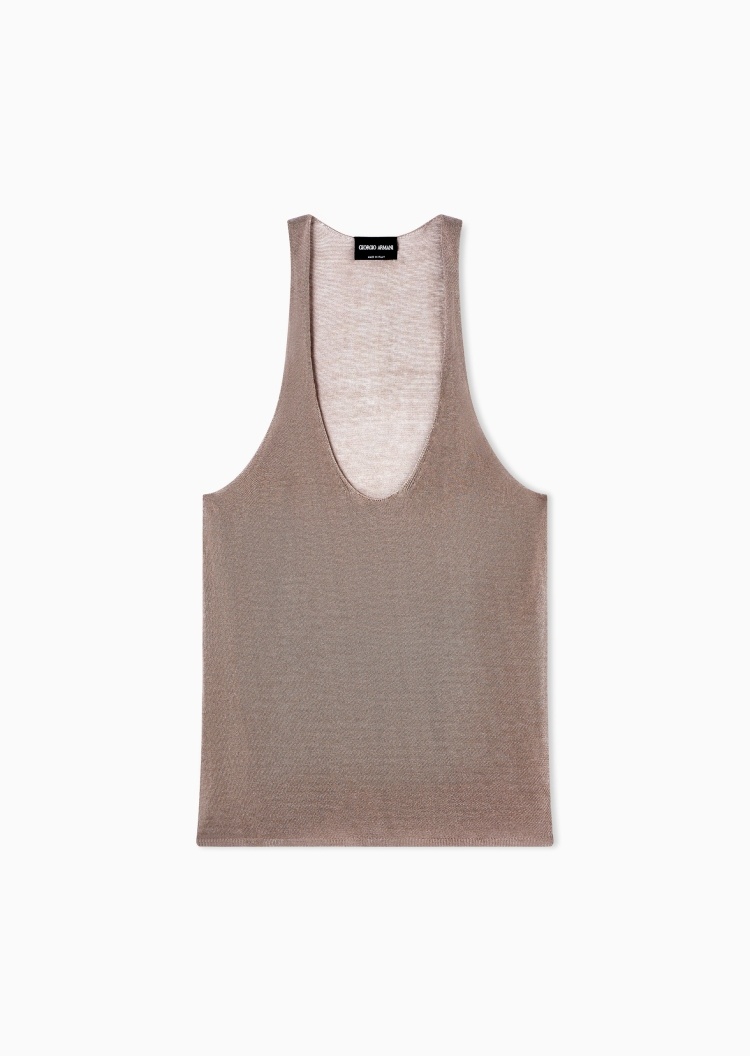 Giorgio Armani 女士无袖深圆领优雅时尚针织上衣