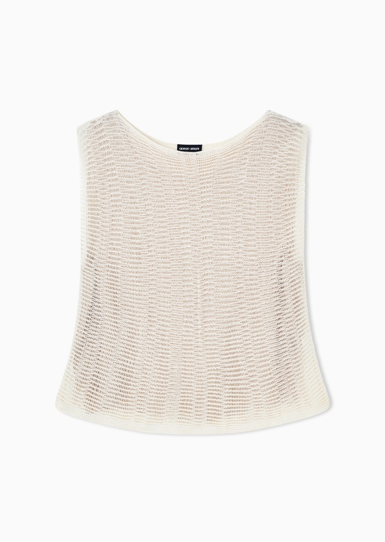 Giorgio Armani 女士无袖圆领波浪纹优雅针织上衣
