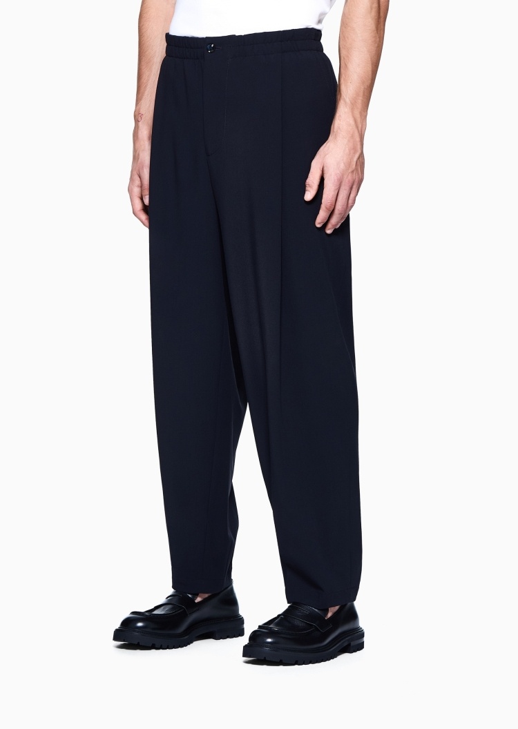 Giorgio Armani 男士全绵羊毛宽松长款直筒纯色休闲裤