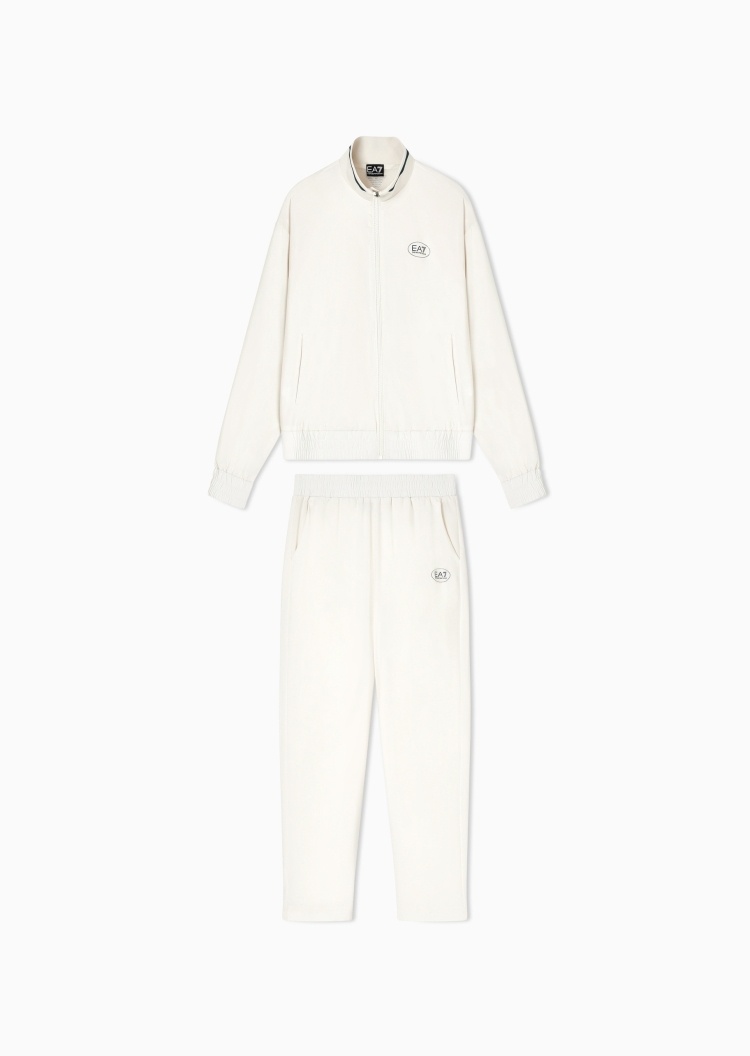 EA7 女士立领开衫长裤拉链印花运动套装