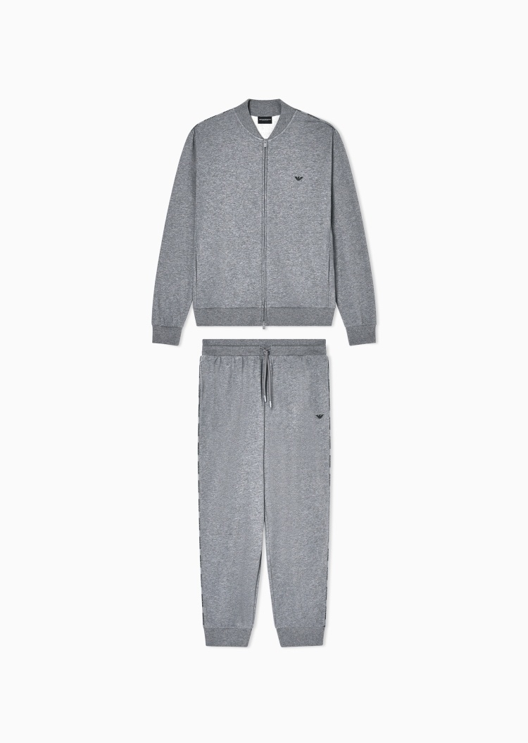 Emporio Armani 男士棒球领开衫束脚长裤家居服套装