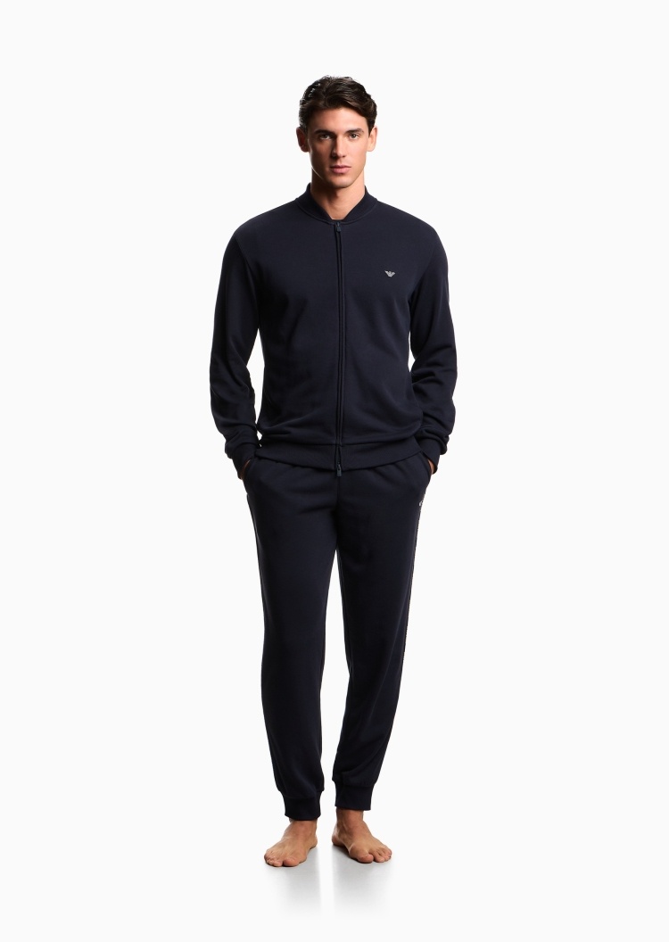 Emporio Armani 男士棒球领开衫束脚长裤家居服套装