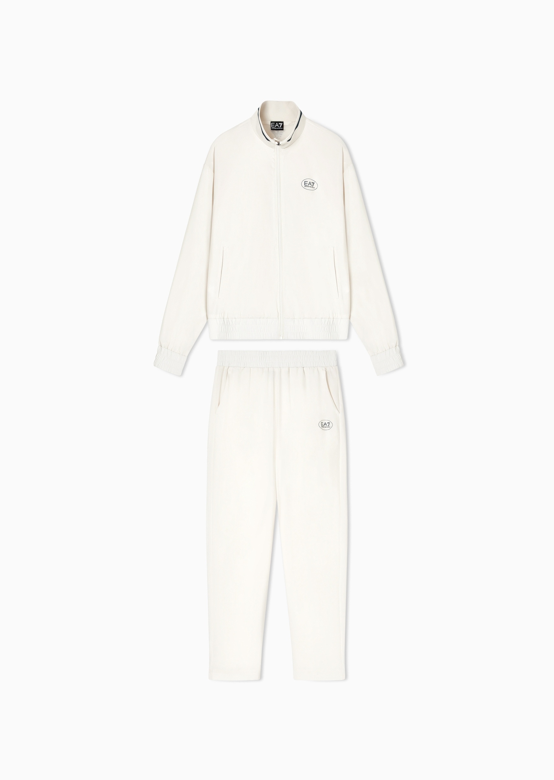 EA7 女士立领开衫长裤拉链印花运动套装