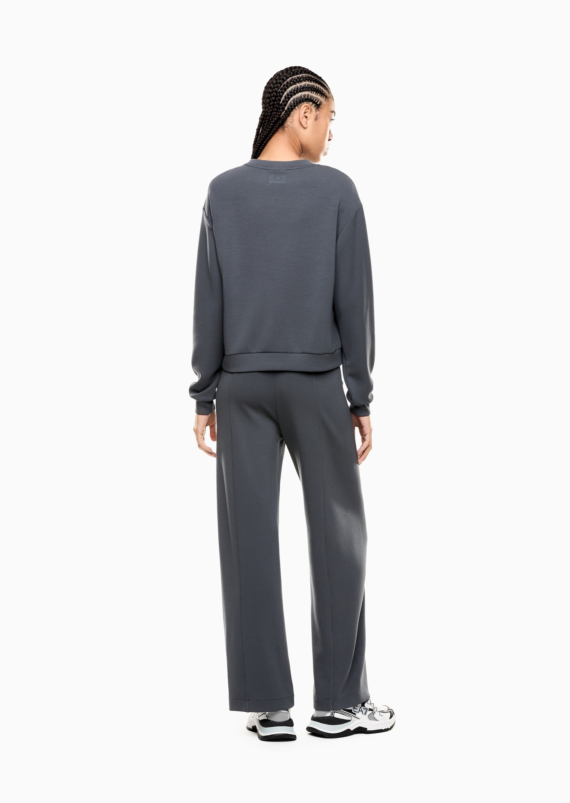 EA7 女士弹力圆领卫衣直筒卫裤水钻运动套装