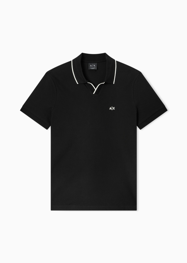 ARMANI EXCHANGE 男士珠地纯棉短袖翻领刺绣Polo衫