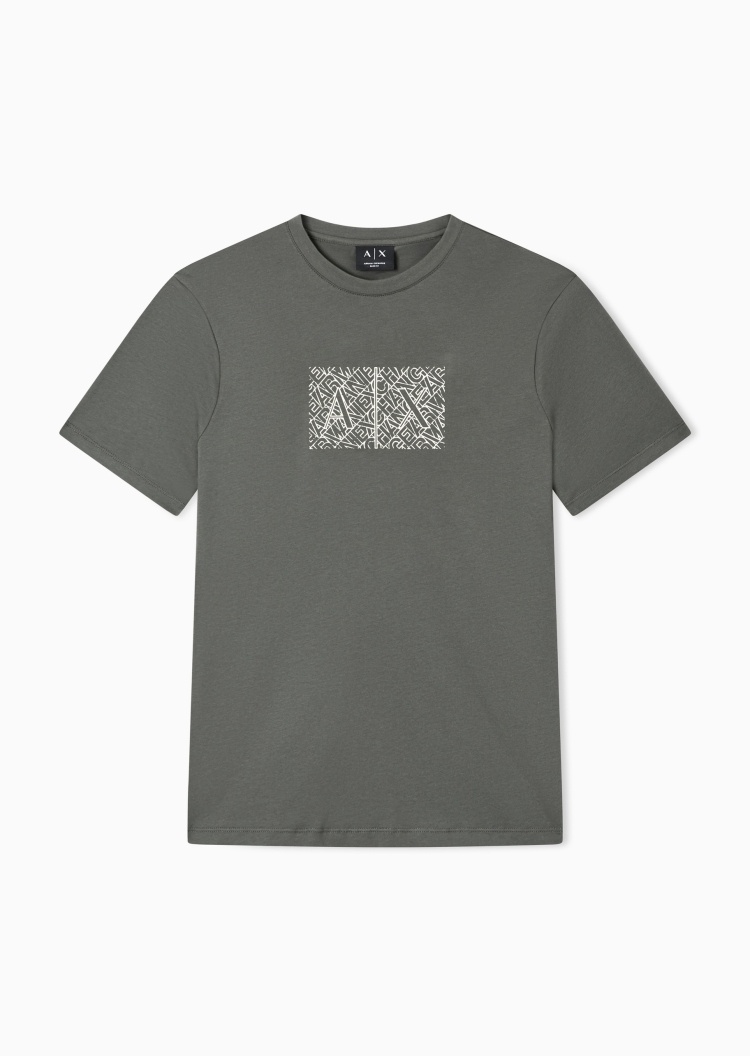 ARMANI EXCHANGE 男士纯棉合身短袖圆领撞色印花T恤