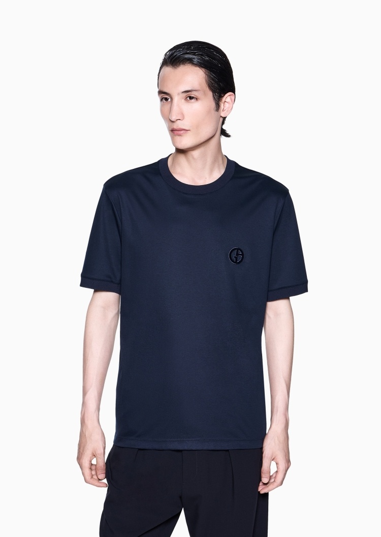 Giorgio Armani 男士全棉合身短袖圆领经典纯色T恤衫