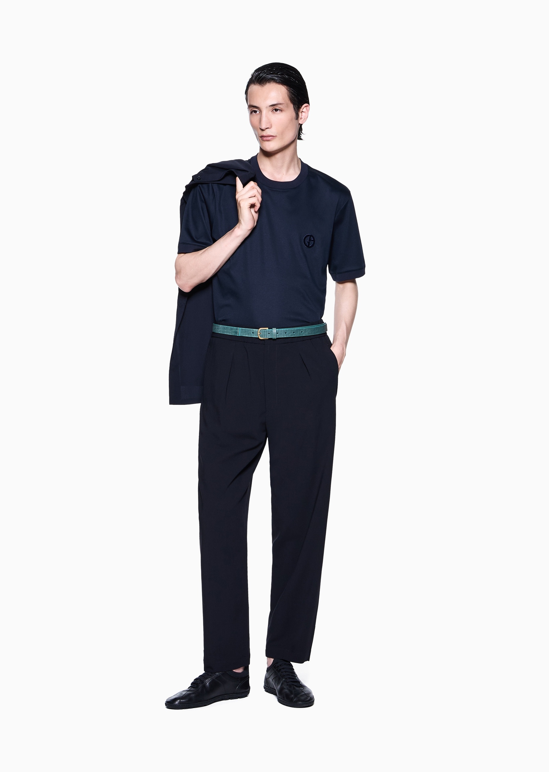 Giorgio Armani 男士全棉合身短袖圆领经典纯色T恤衫