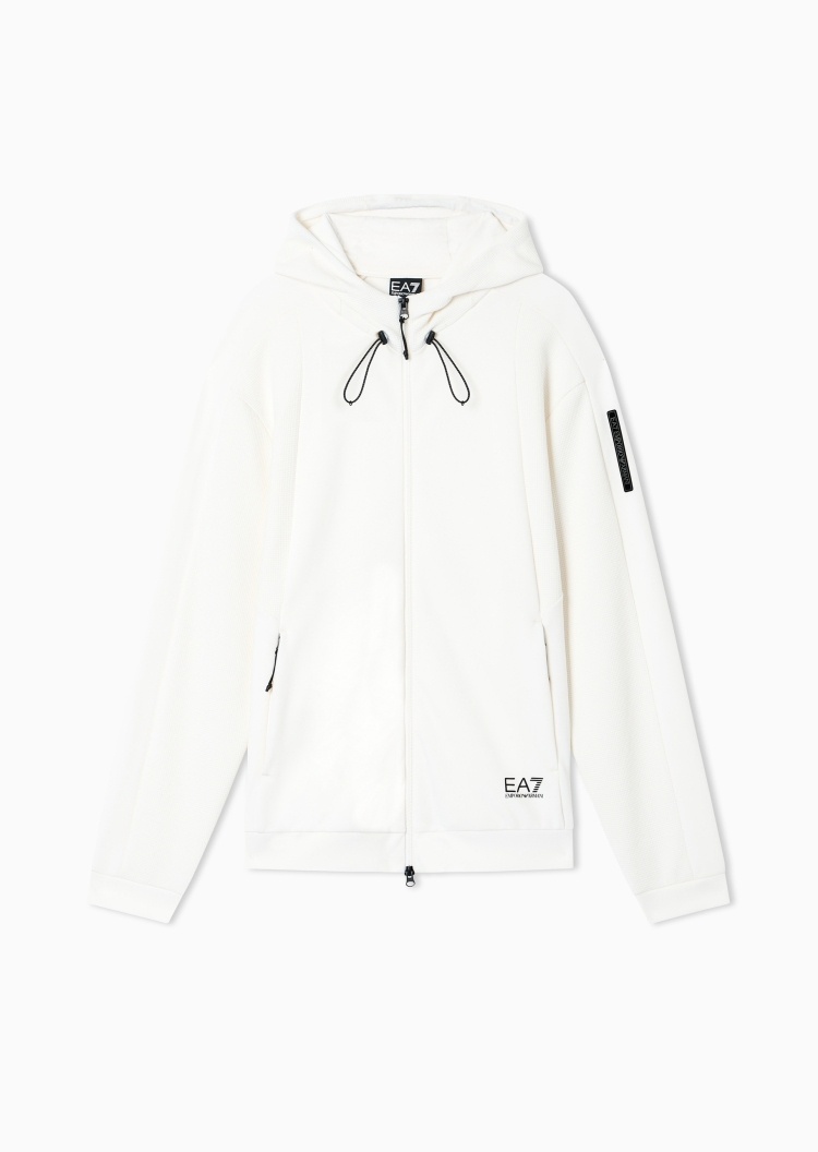 EA7 男士合身长袖连帽拉链运动卫衣外套