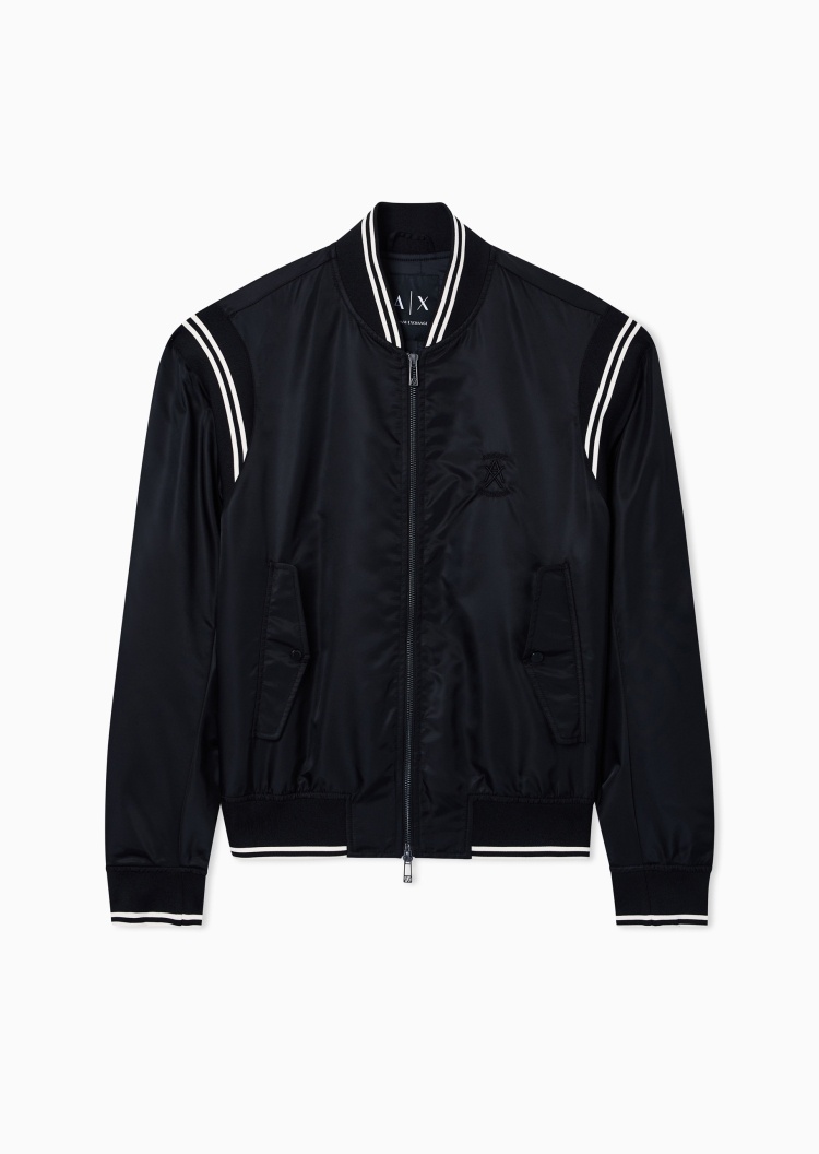ARMANI EXCHANGE 男士短款棒球领拉链撞色刺绣印花棉服