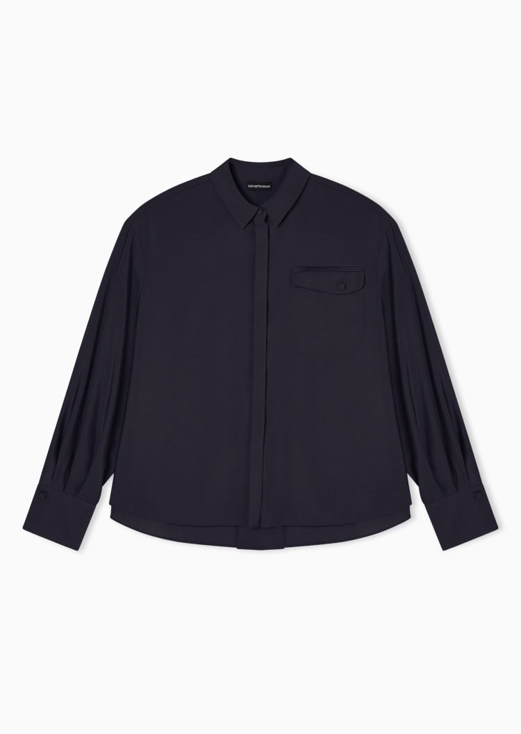 Emporio Armani 女士长袖翻领纯色优雅休闲时尚衬衫