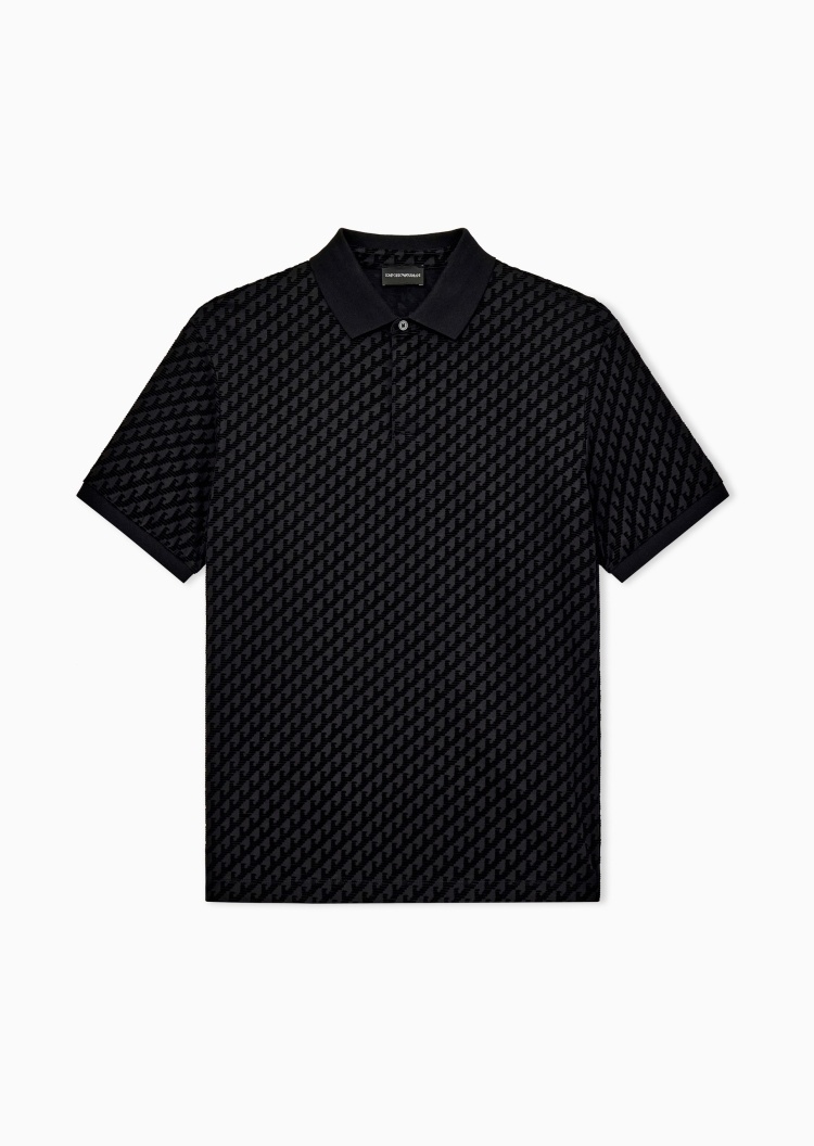Emporio Armani 男士莱赛尔混纺轻薄短袖翻领植绒Polo衫