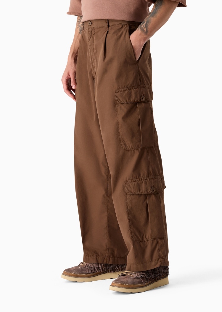 Emporio Armani 可持续系列男士全棉宽松长款阔腿工装休闲裤