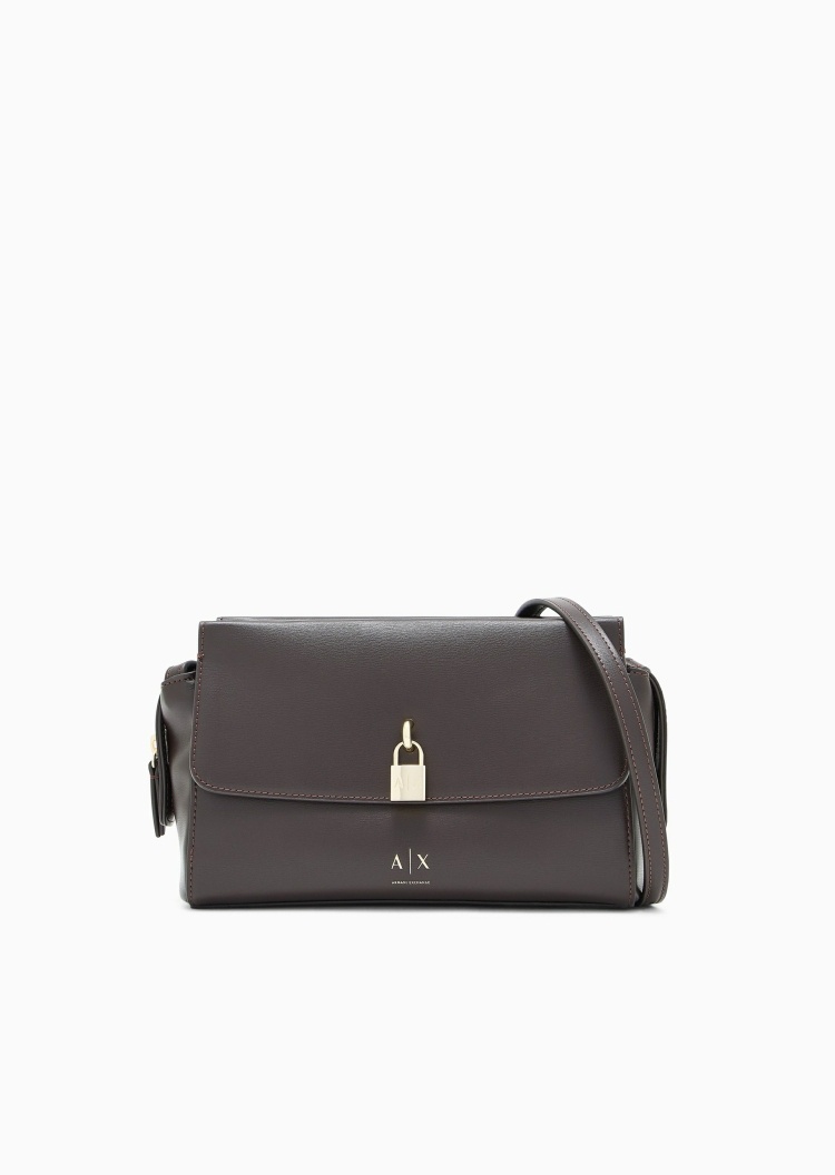 ARMANI EXCHANGE 女士拉链锁头挂饰休闲单肩邮差包