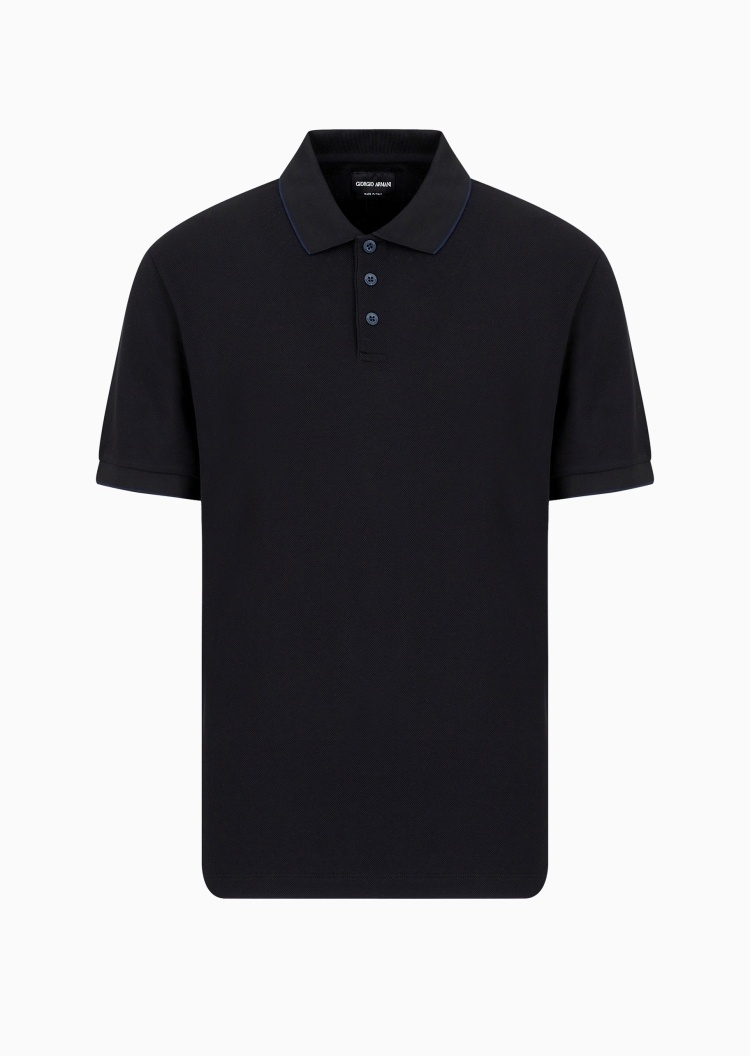 Giorgio Armani 男士纯棉合身短袖翻领休闲Polo衫