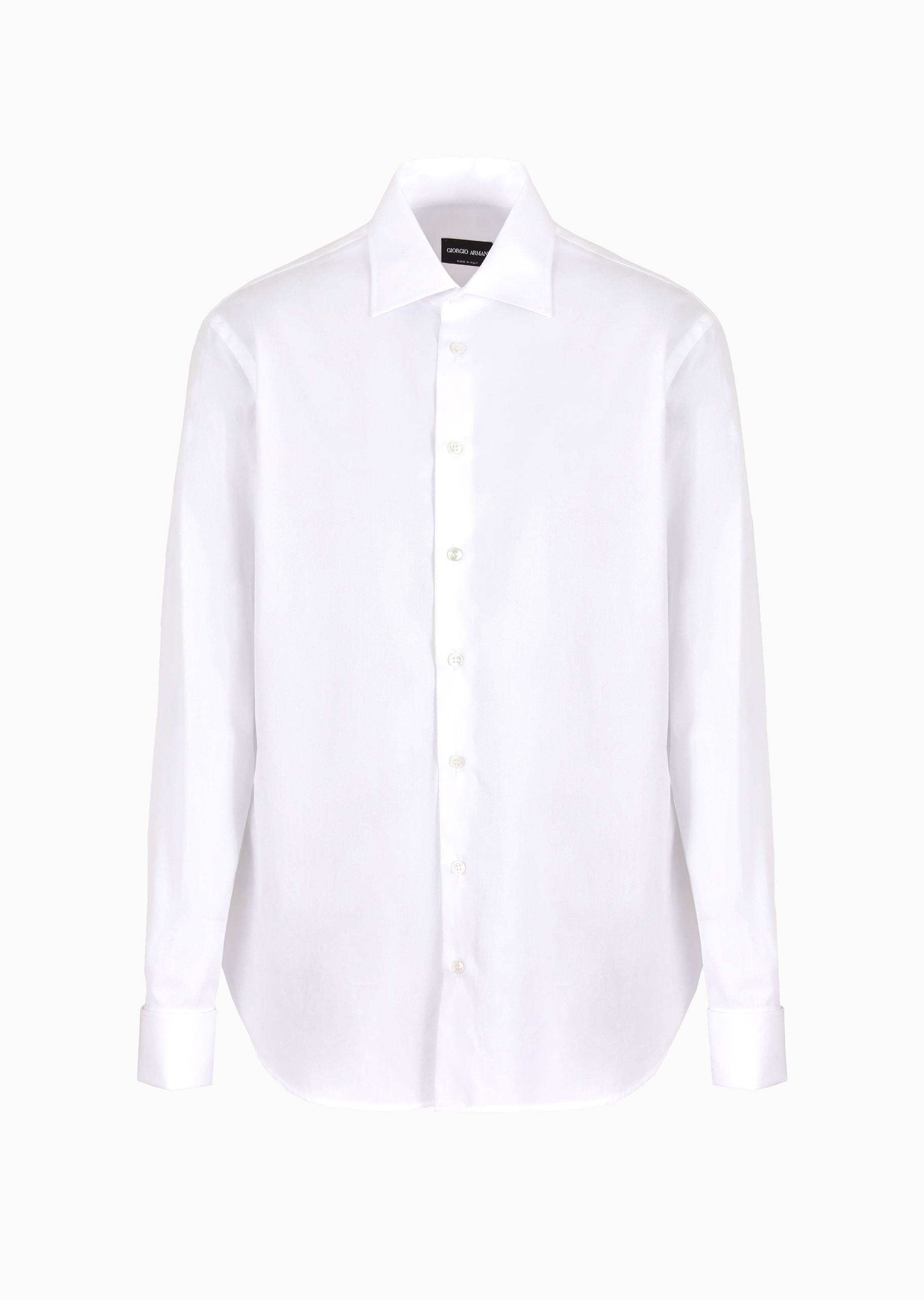 Giorgio Armani 男士全棉修身长袖翻领优雅纯色衬衫