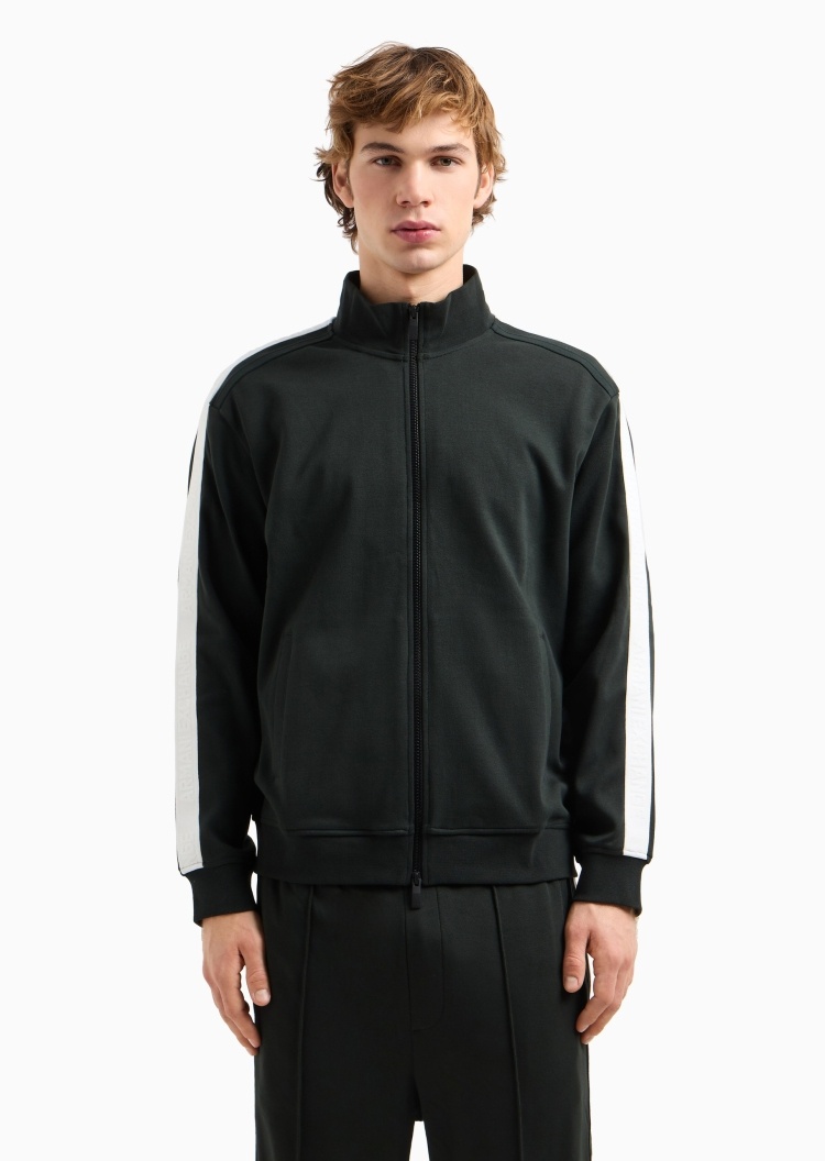 ARMANI EXCHANGE 男士全棉宽松长袖立领运动开衫卫衣外套